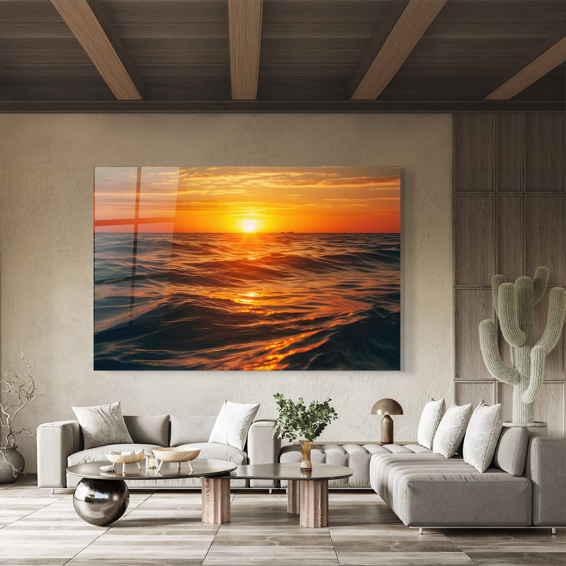 Tablou Sticla Waves During Sunset mockup 8