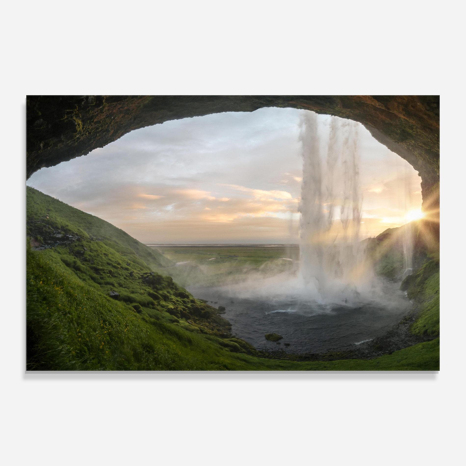 Tablou Sticla Cave Waterfall mockup 0