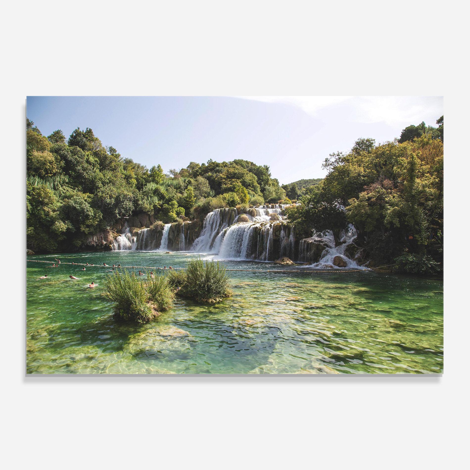Tablou Sticla Green Waterfall mockup 0