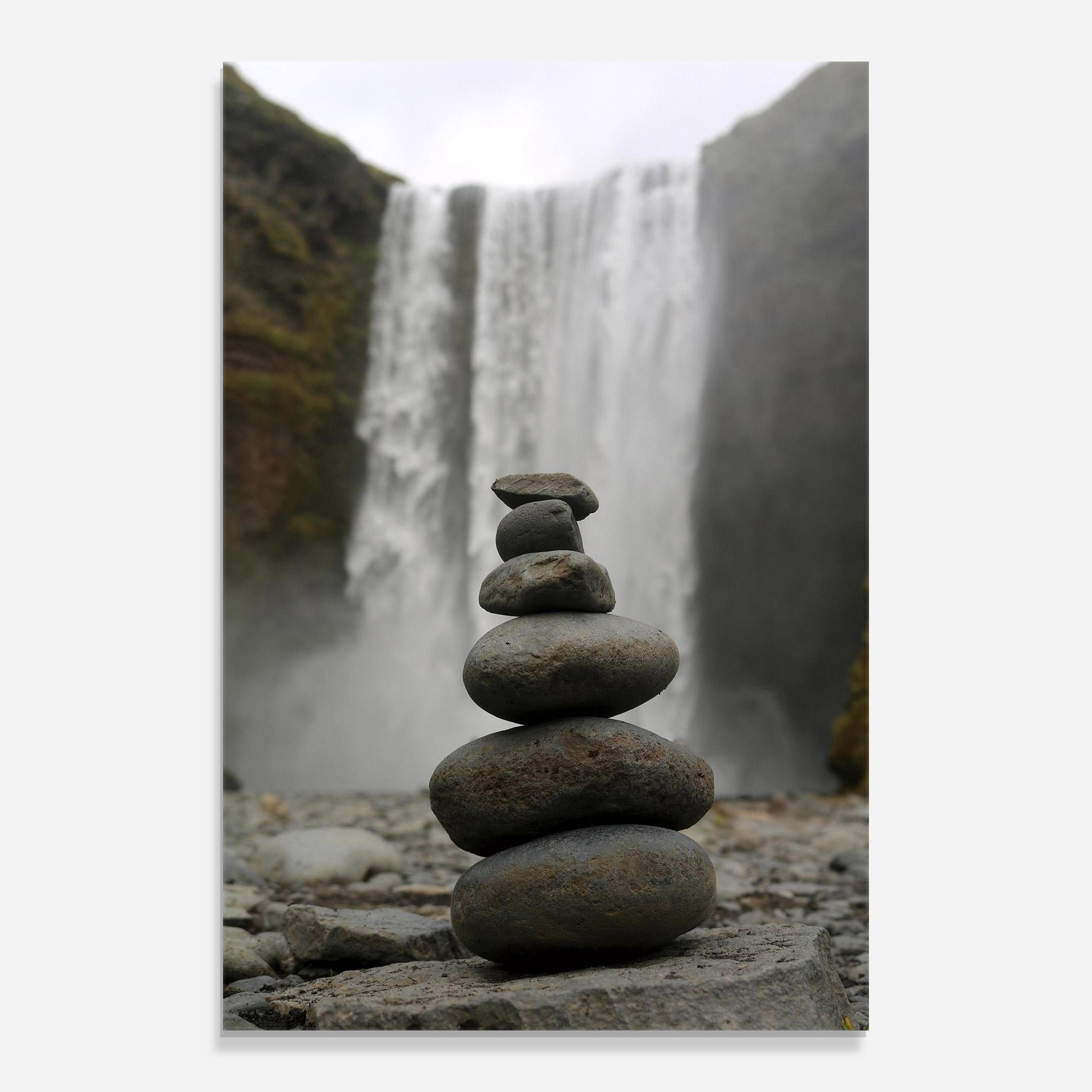 Tablou Sticla Balanced Rocks Waterfall mockup 0