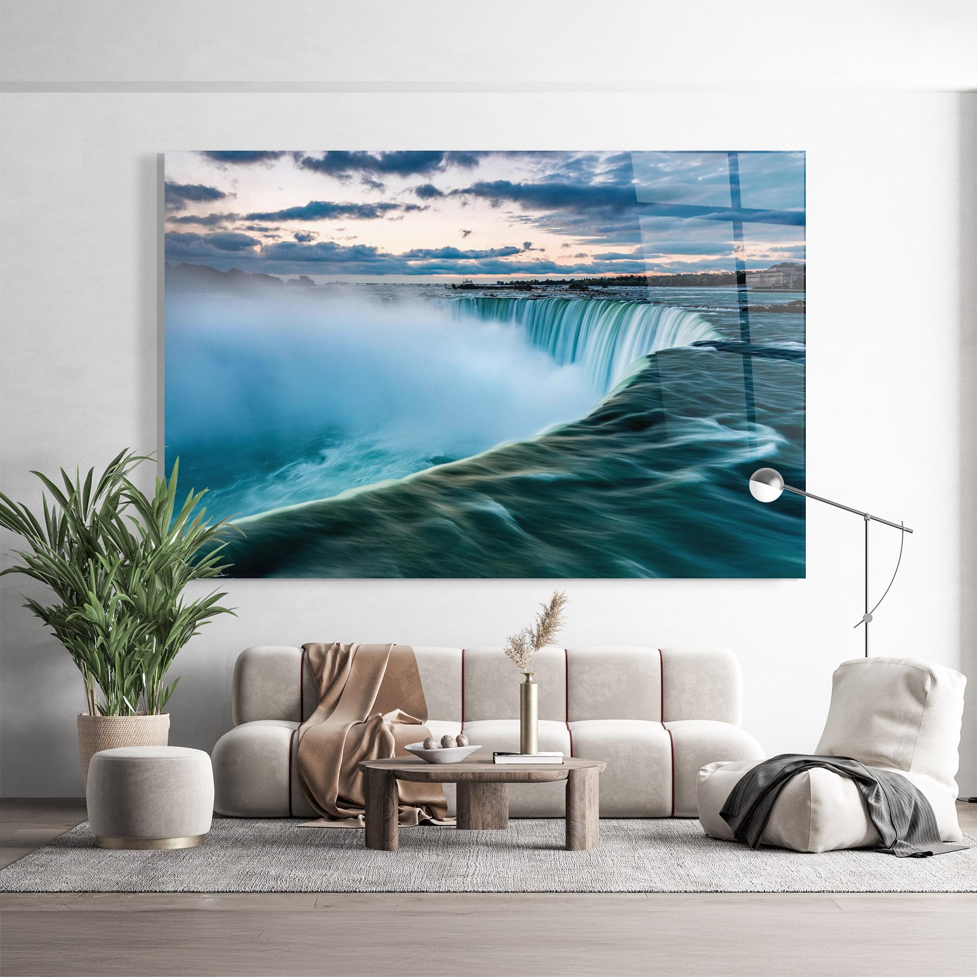 Tablou Sticla Dreamy Blue Waterfall mockup 9