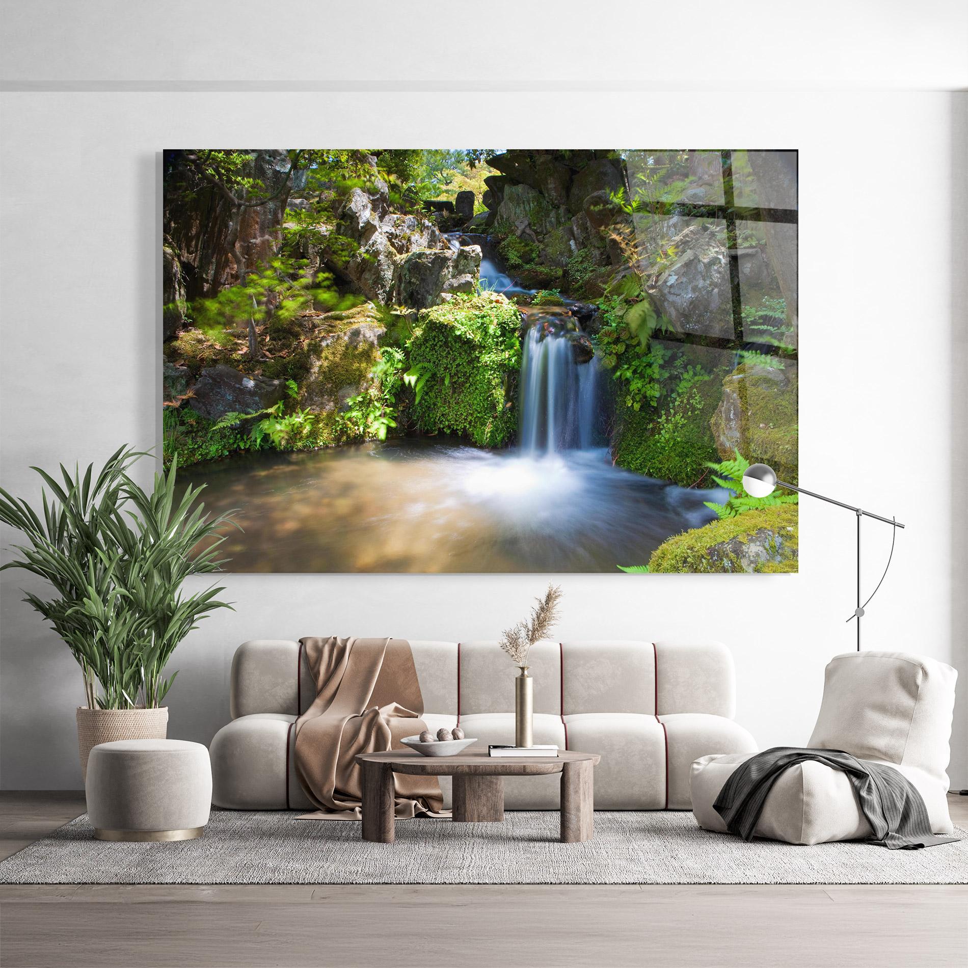 Tablou Sticla Jungle View Waterfall mockup 9