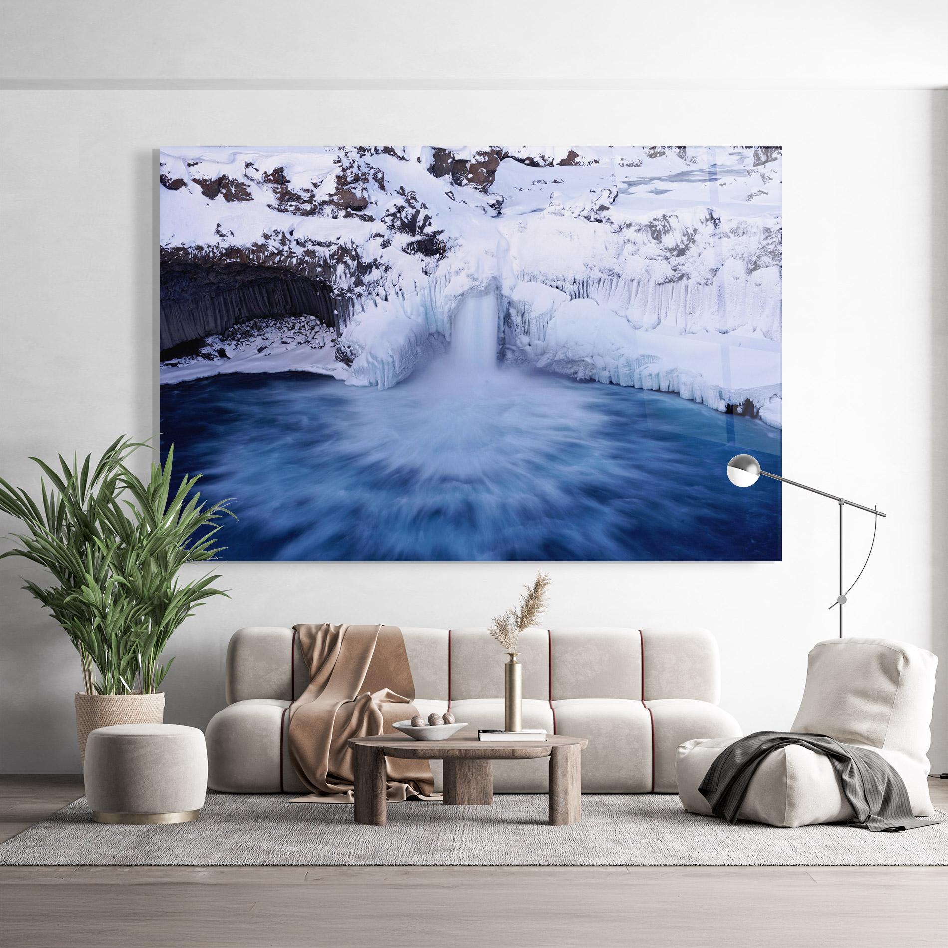 Tablou Sticla Snow Waterfall mockup 9