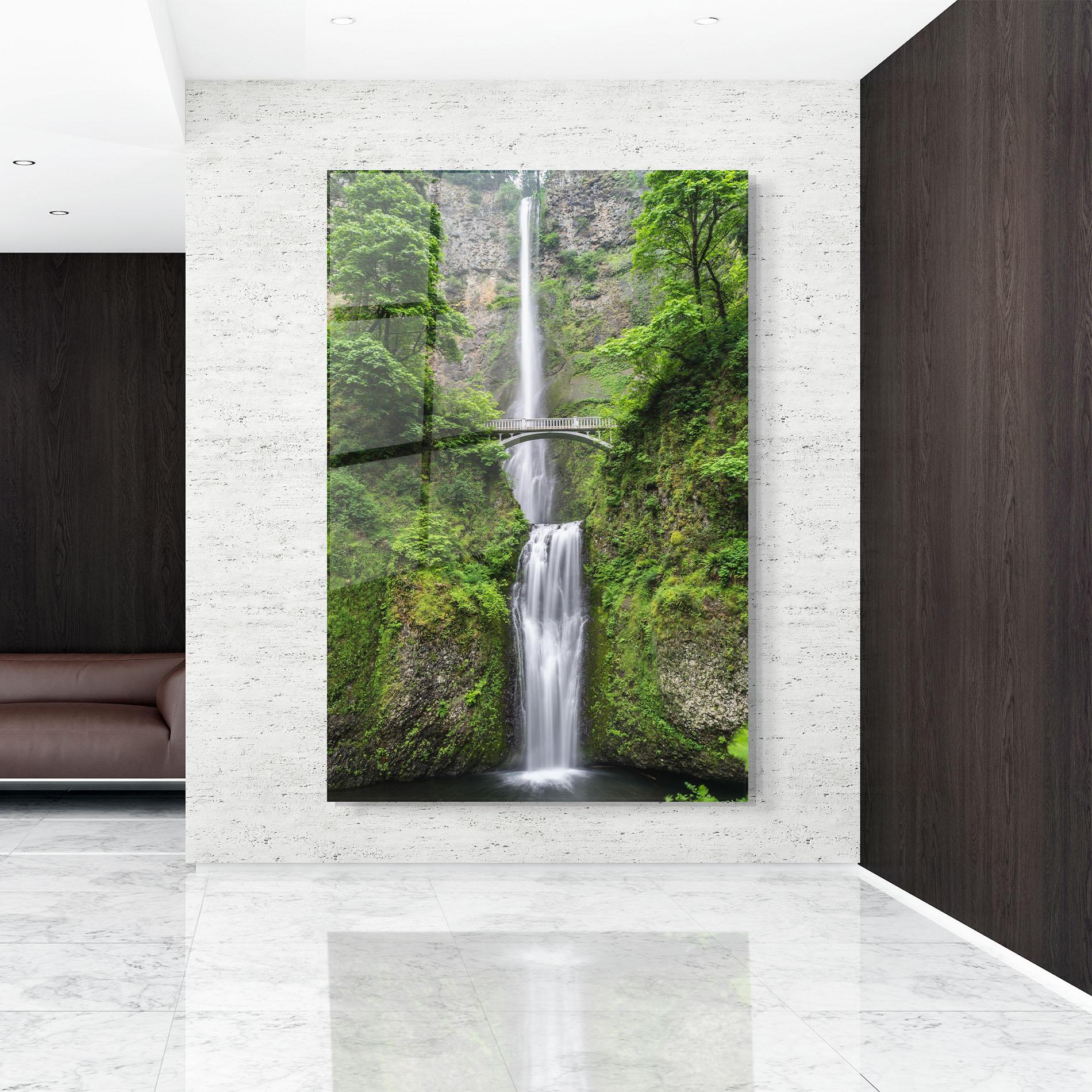 Tablou Sticla Green Leaves Bridge View mockup 9