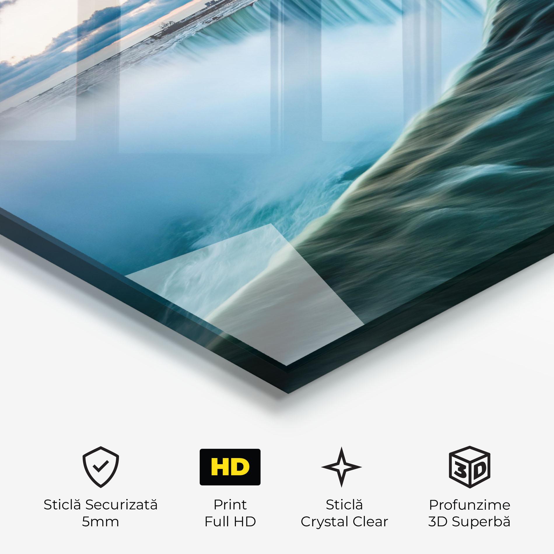 Tablou Sticla Dreamy Blue Waterfall mockup 3