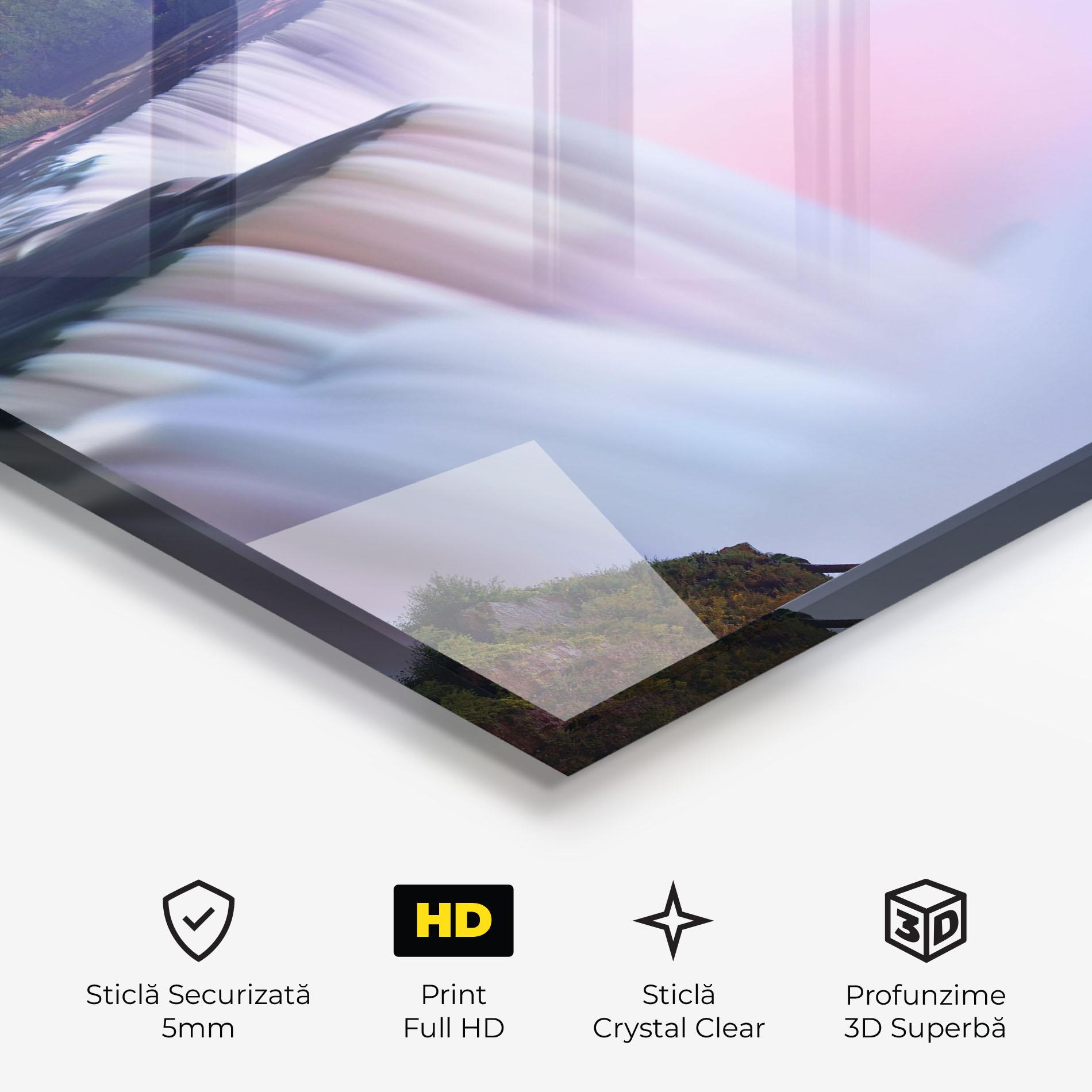 Tablou Sticla Dreamy Purple Waterfall mockup 3