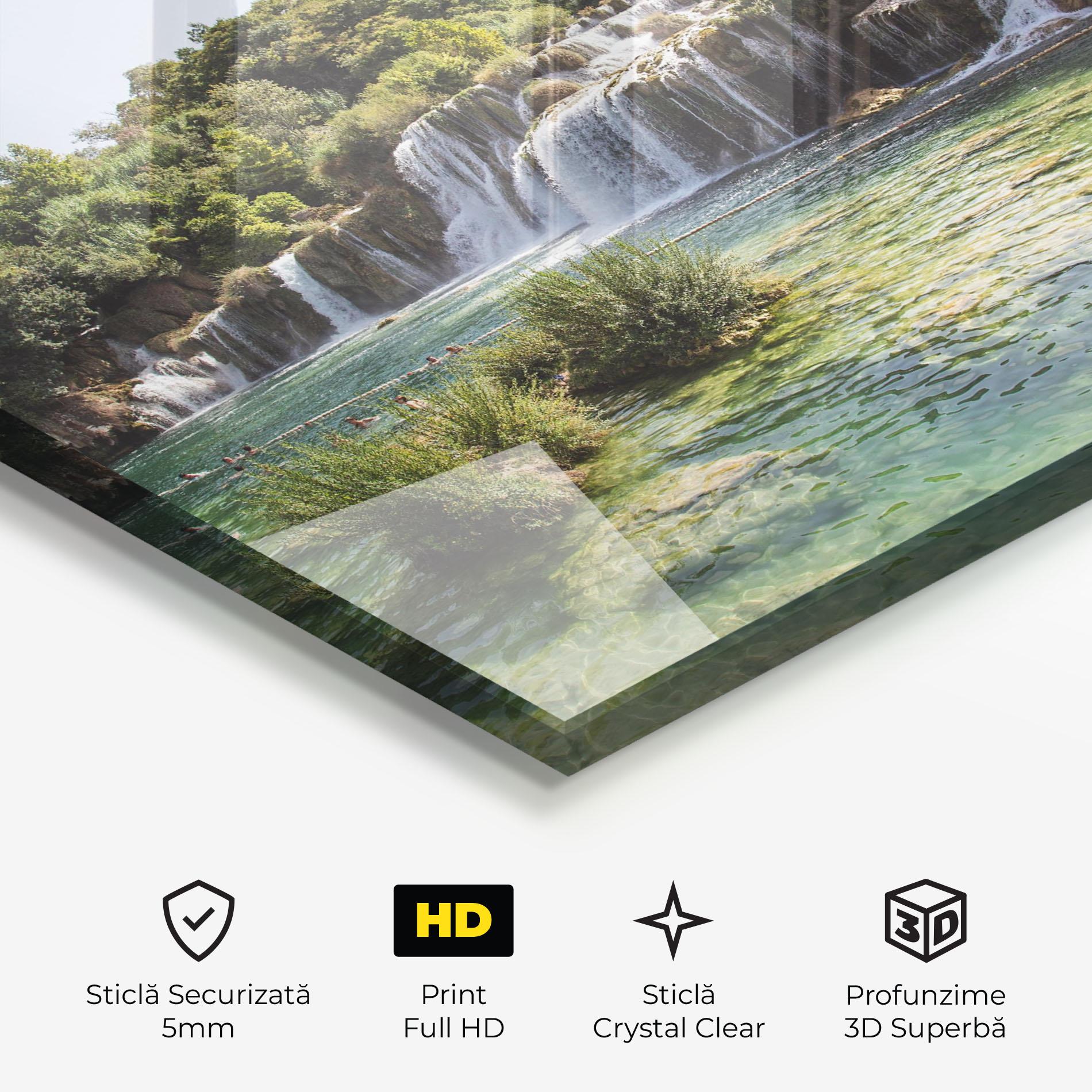 Tablou Sticla Green Waterfall mockup 3