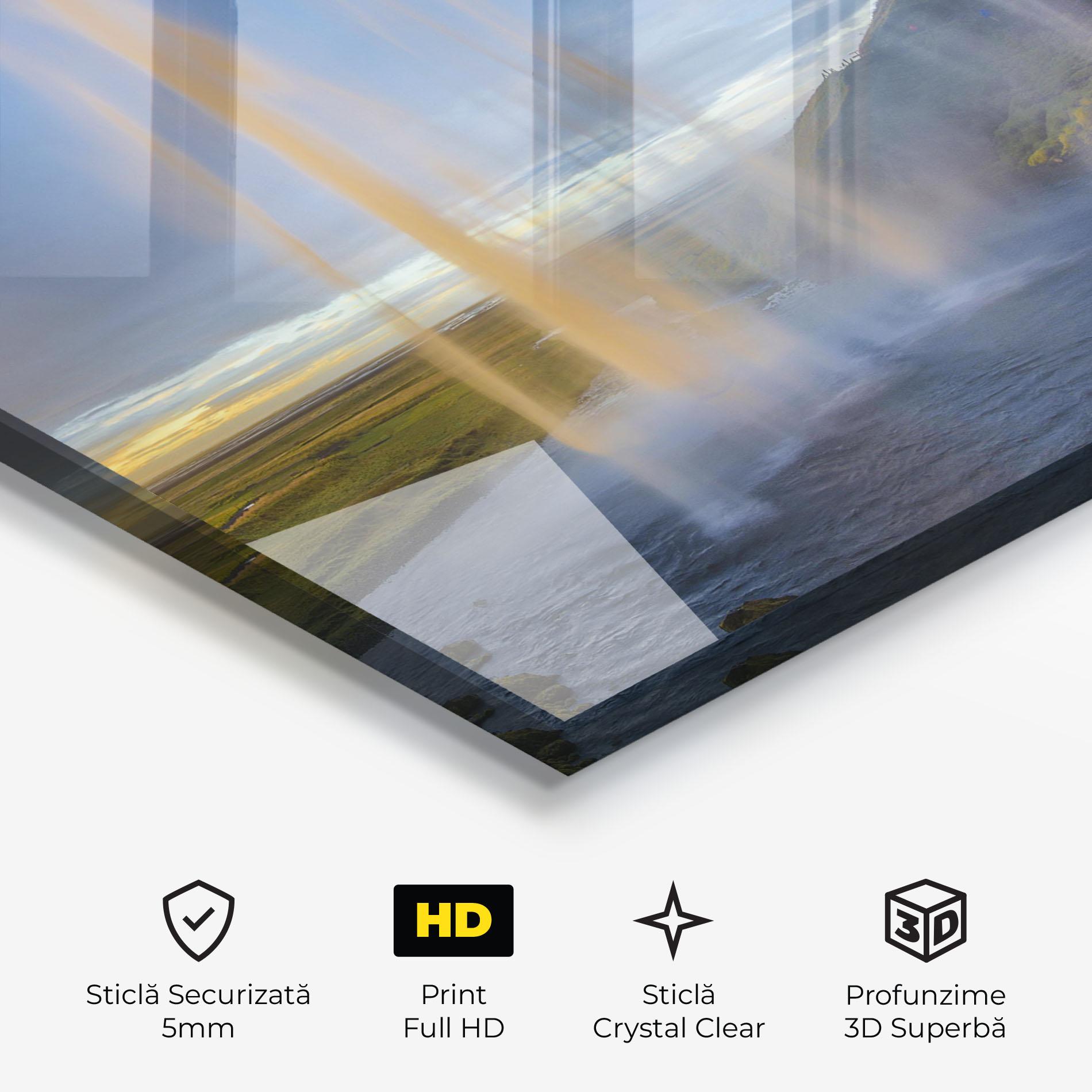 Tablou Sticla Orange Waterfall mockup 3