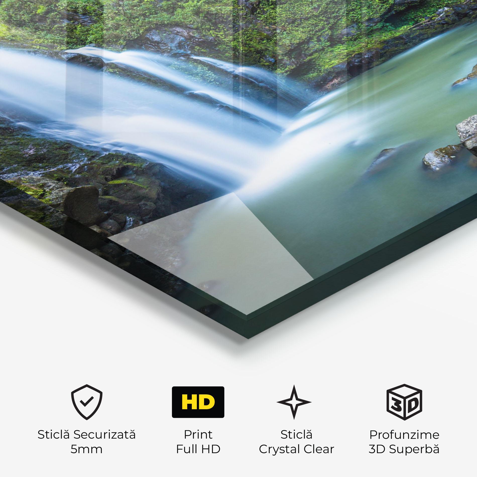 Tablou Sticla Swimming In Waterfall mockup 3