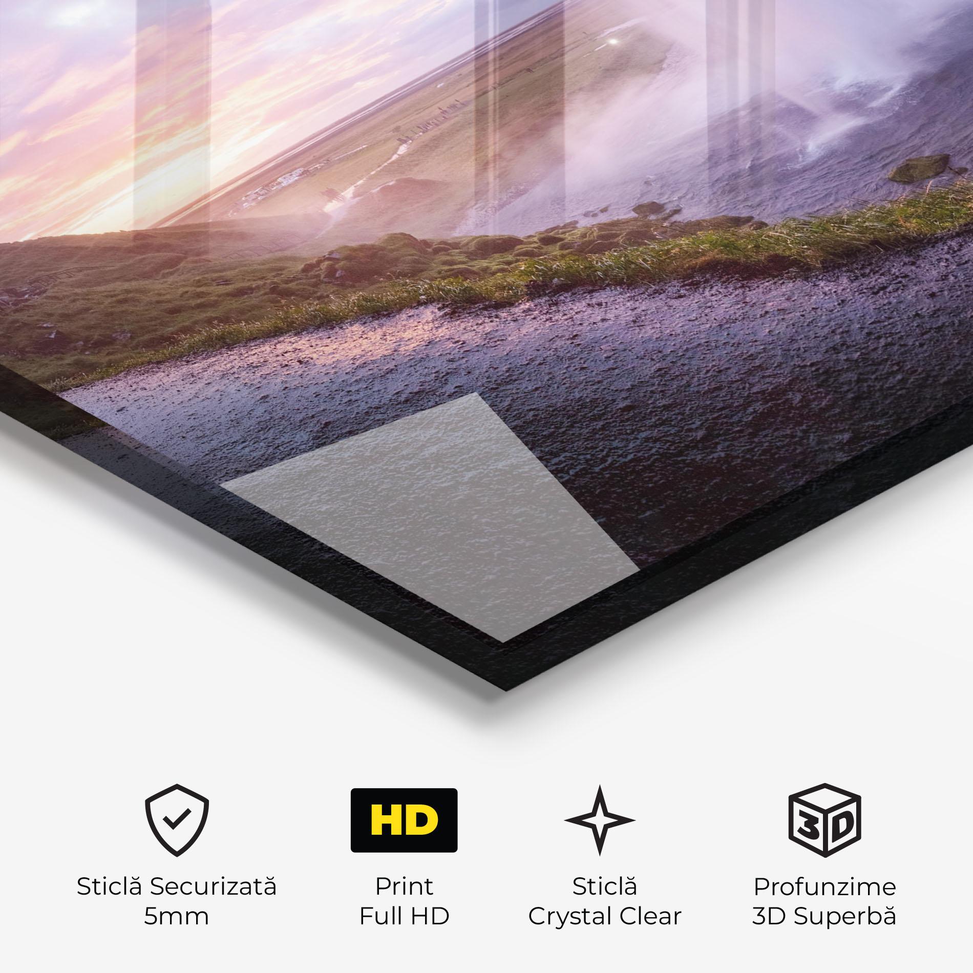 Tablou Sticla Waterfall From Cave View mockup 3