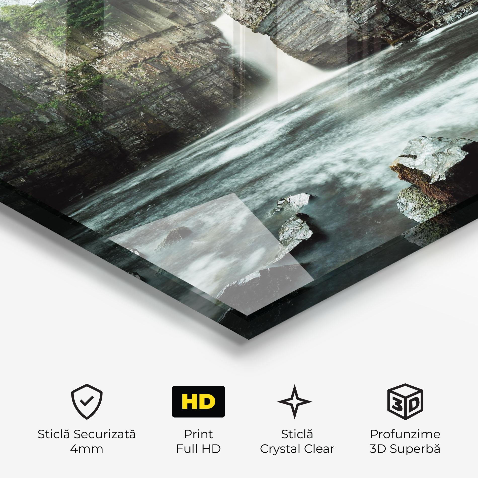 Tablou Sticla Beautiful Water Falling mockup 3