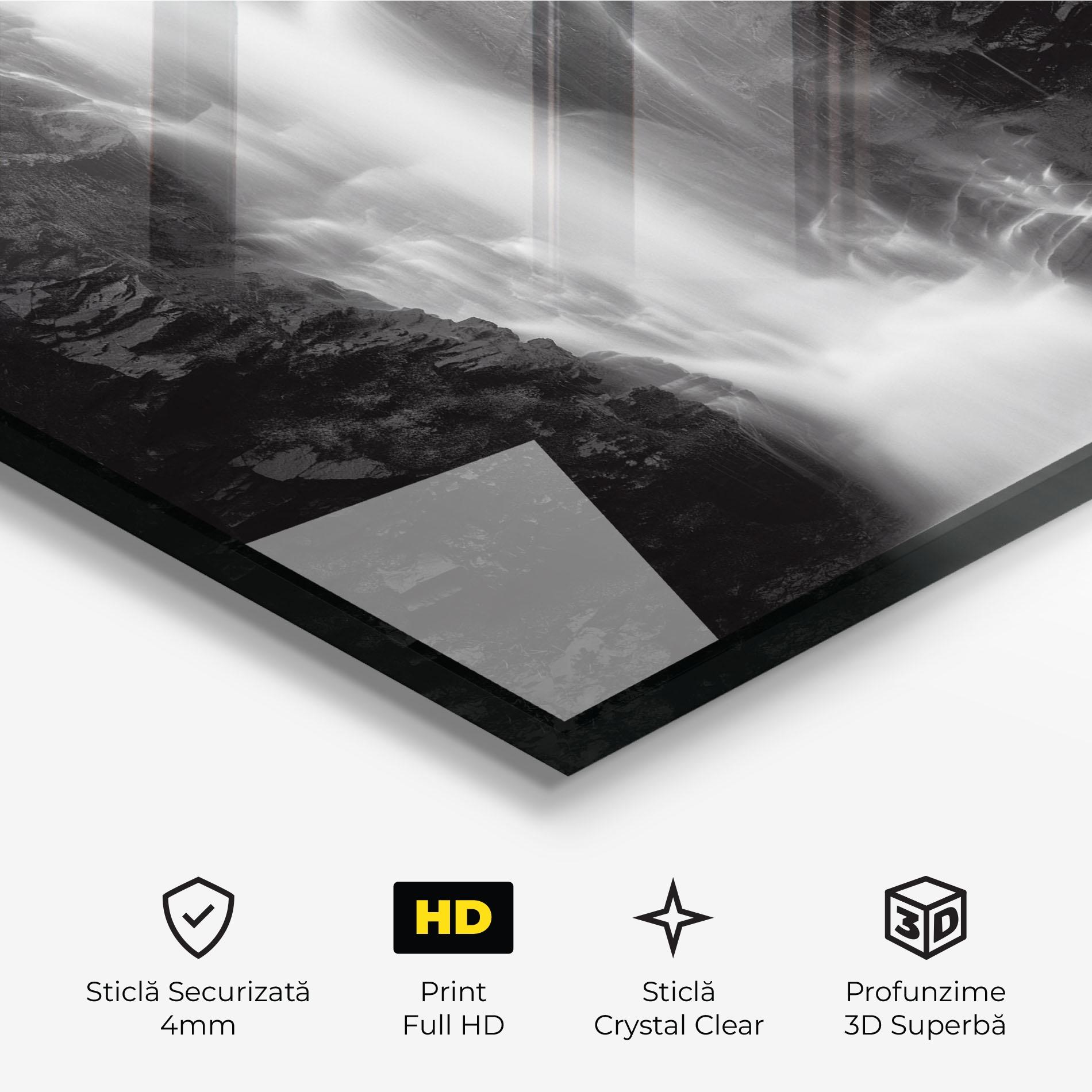 Tablou Sticla Black Rock Waterfall View mockup 3
