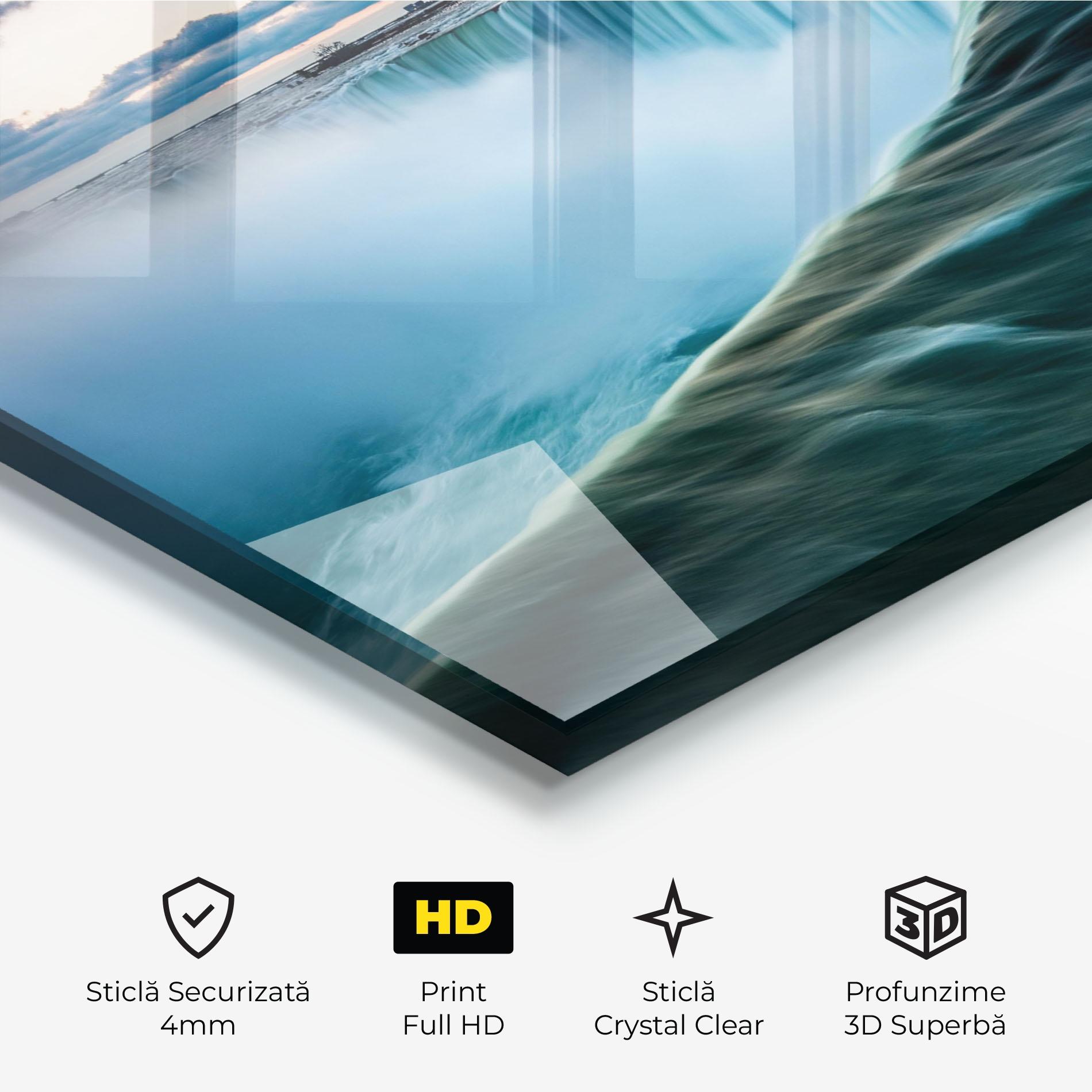 Tablou Sticla Dreamy Blue Waterfall mockup 3