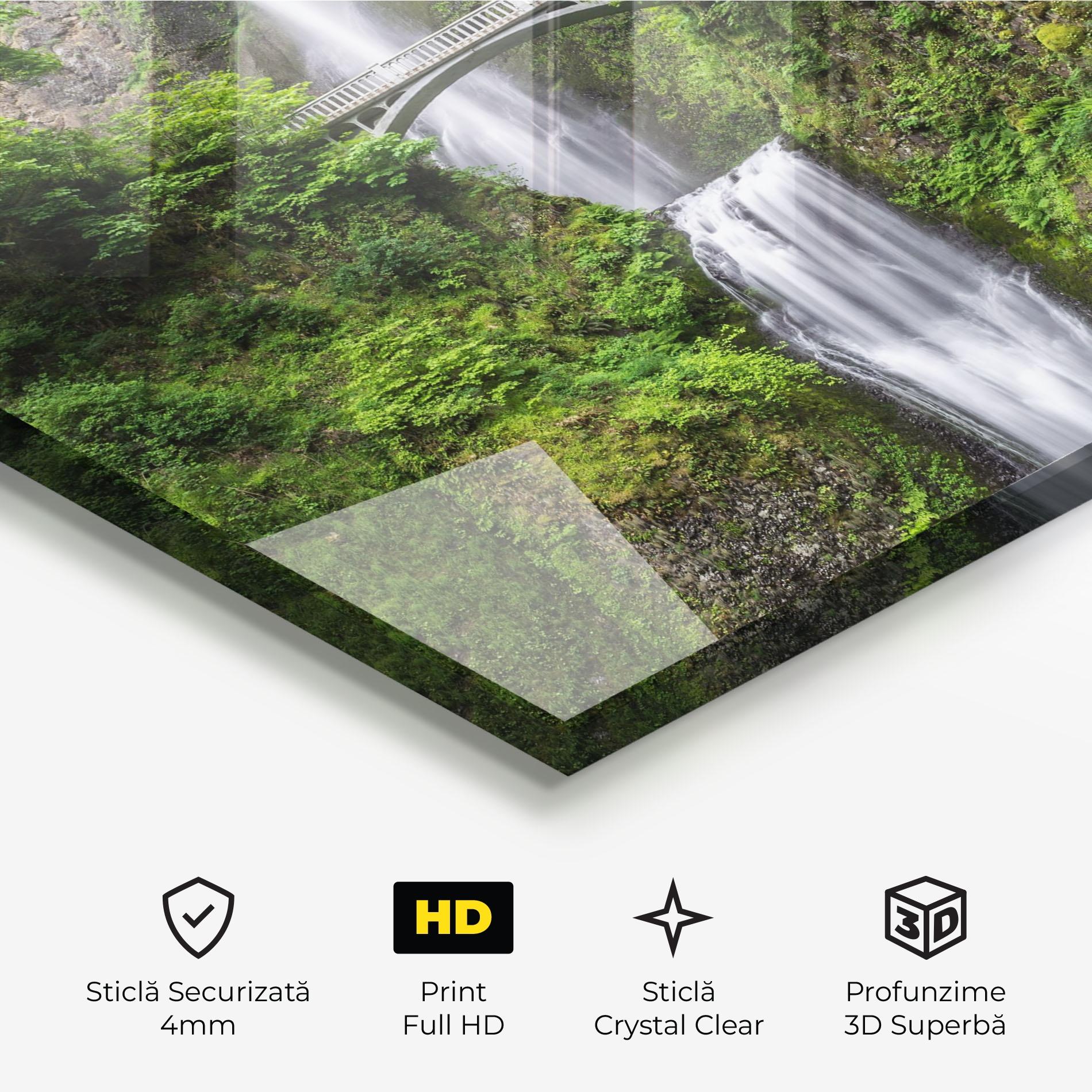 Tablou Sticla Green Leaves Bridge View mockup 3