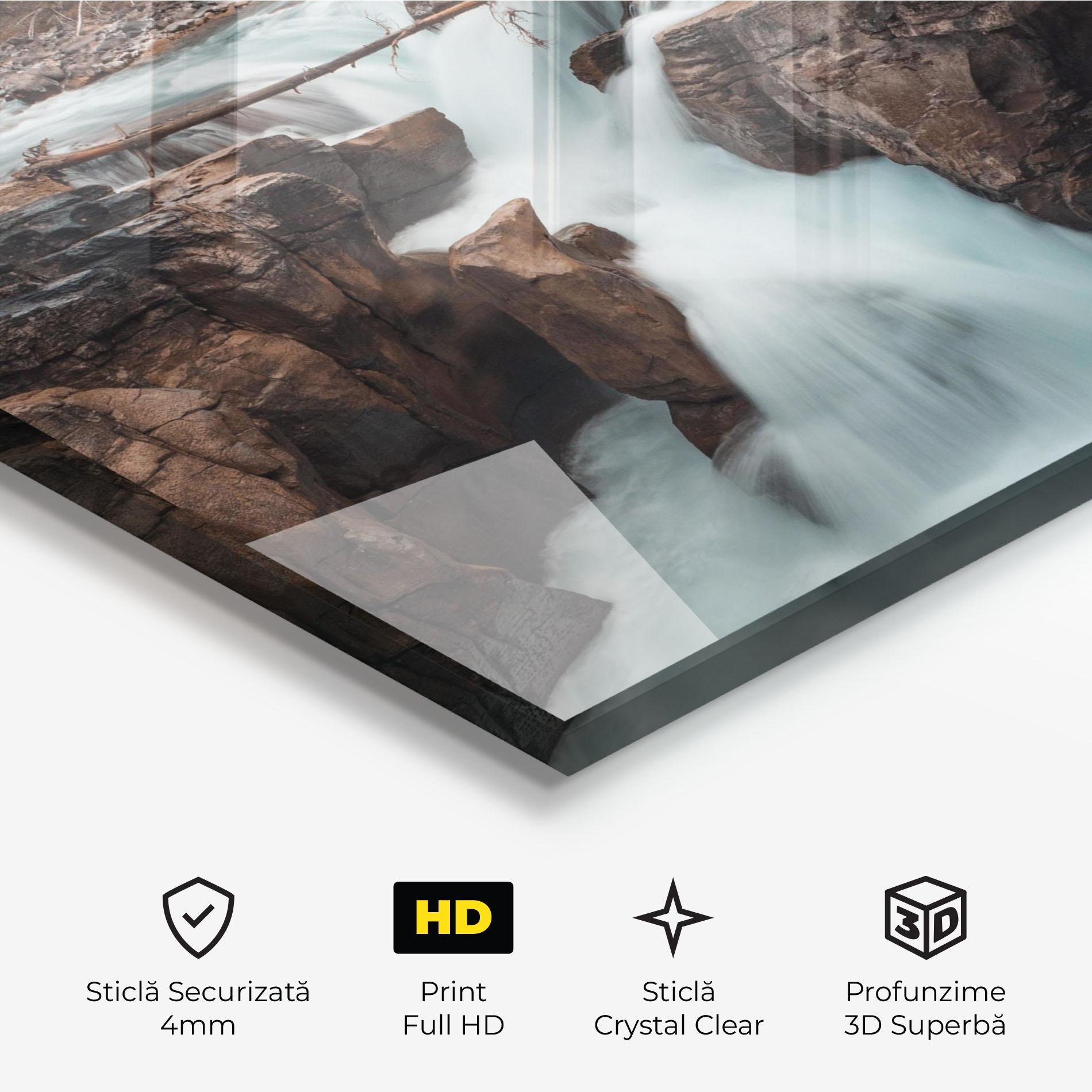 Tablou Sticla Orange Trees Waterfall mockup 3