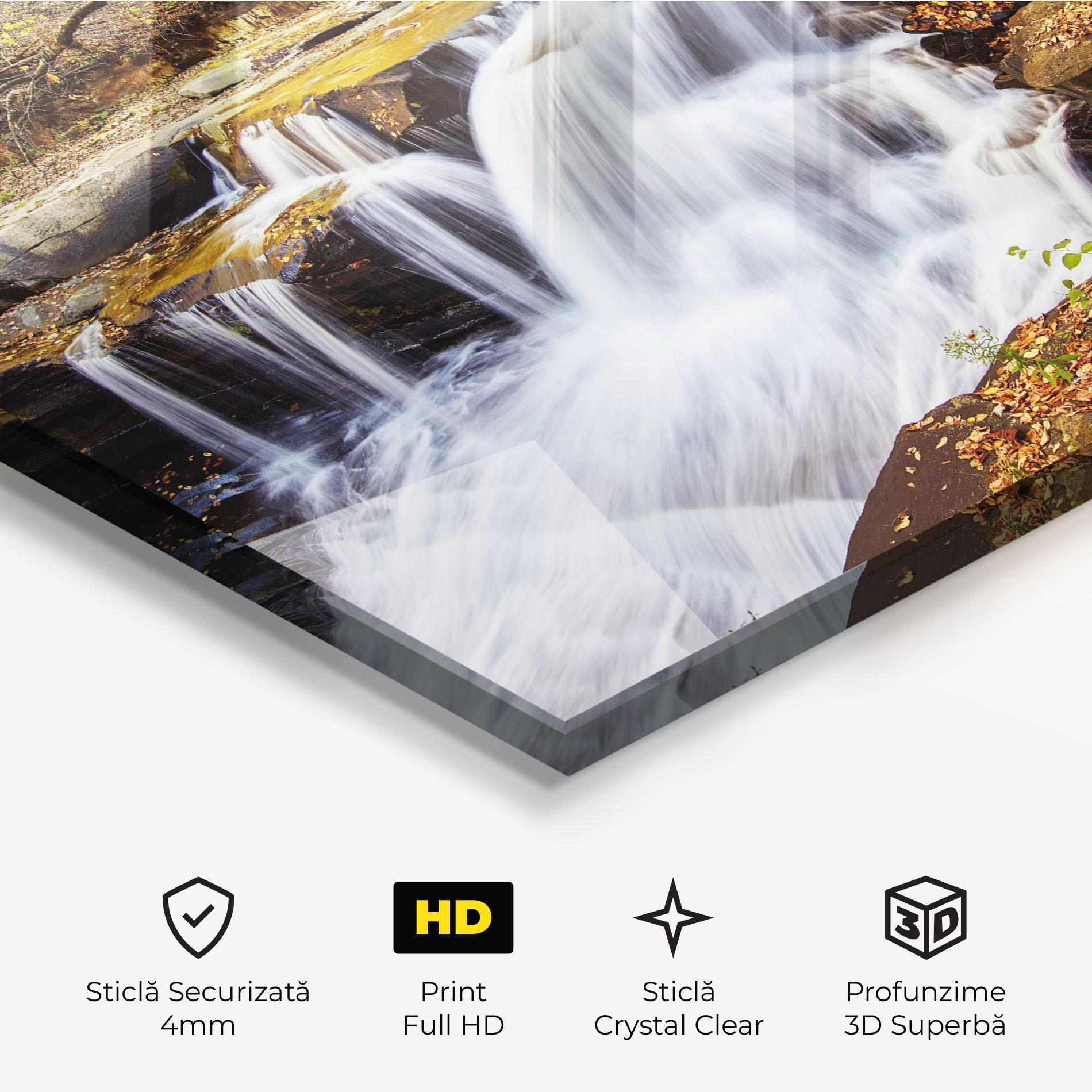 Tablou Sticla Pretty Autumn Waterfall mockup 3