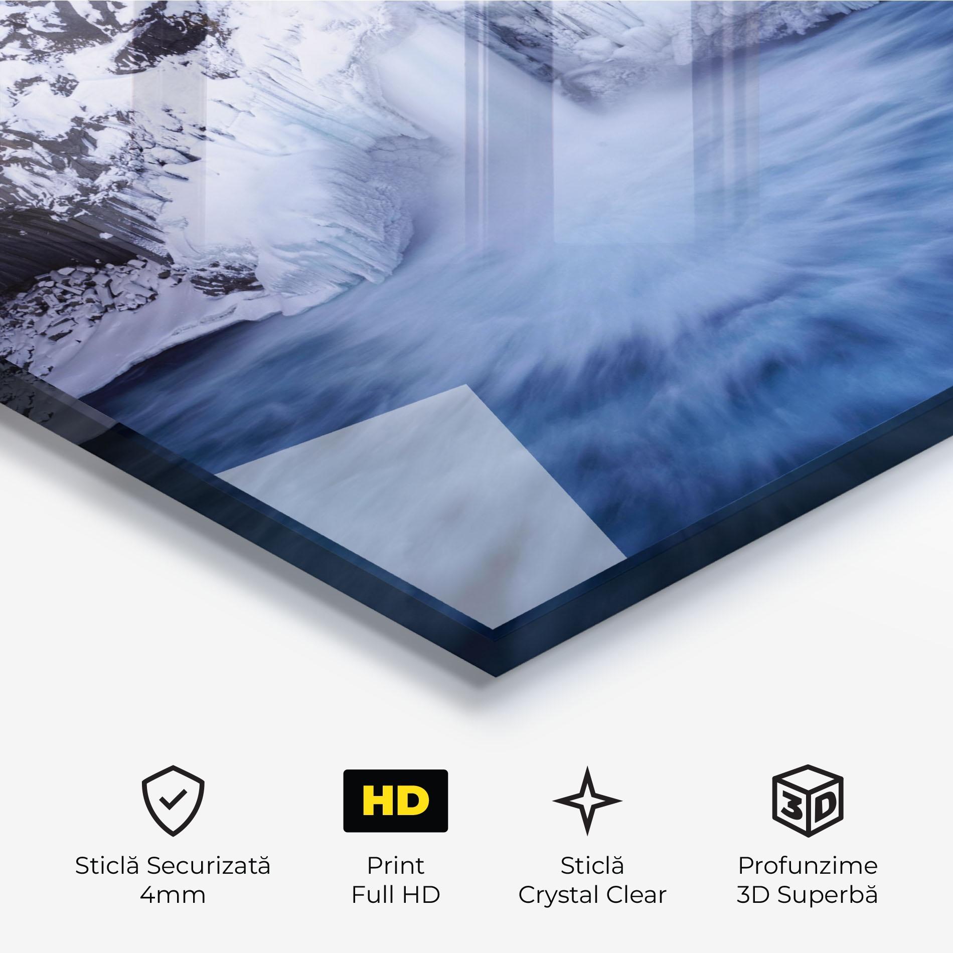 Tablou Sticla Snow Waterfall mockup 3