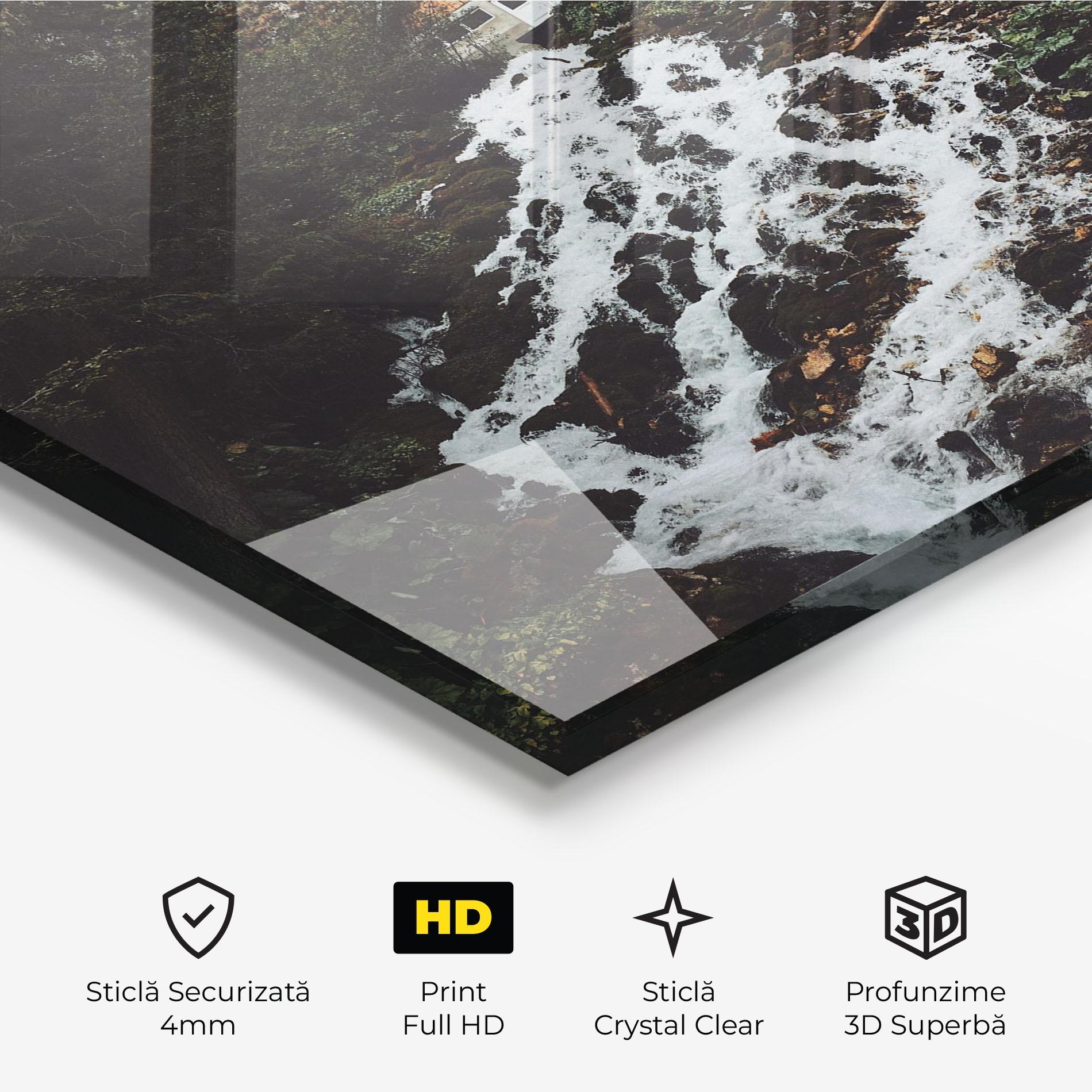 Tablou Sticla Waterfall From Home mockup 3