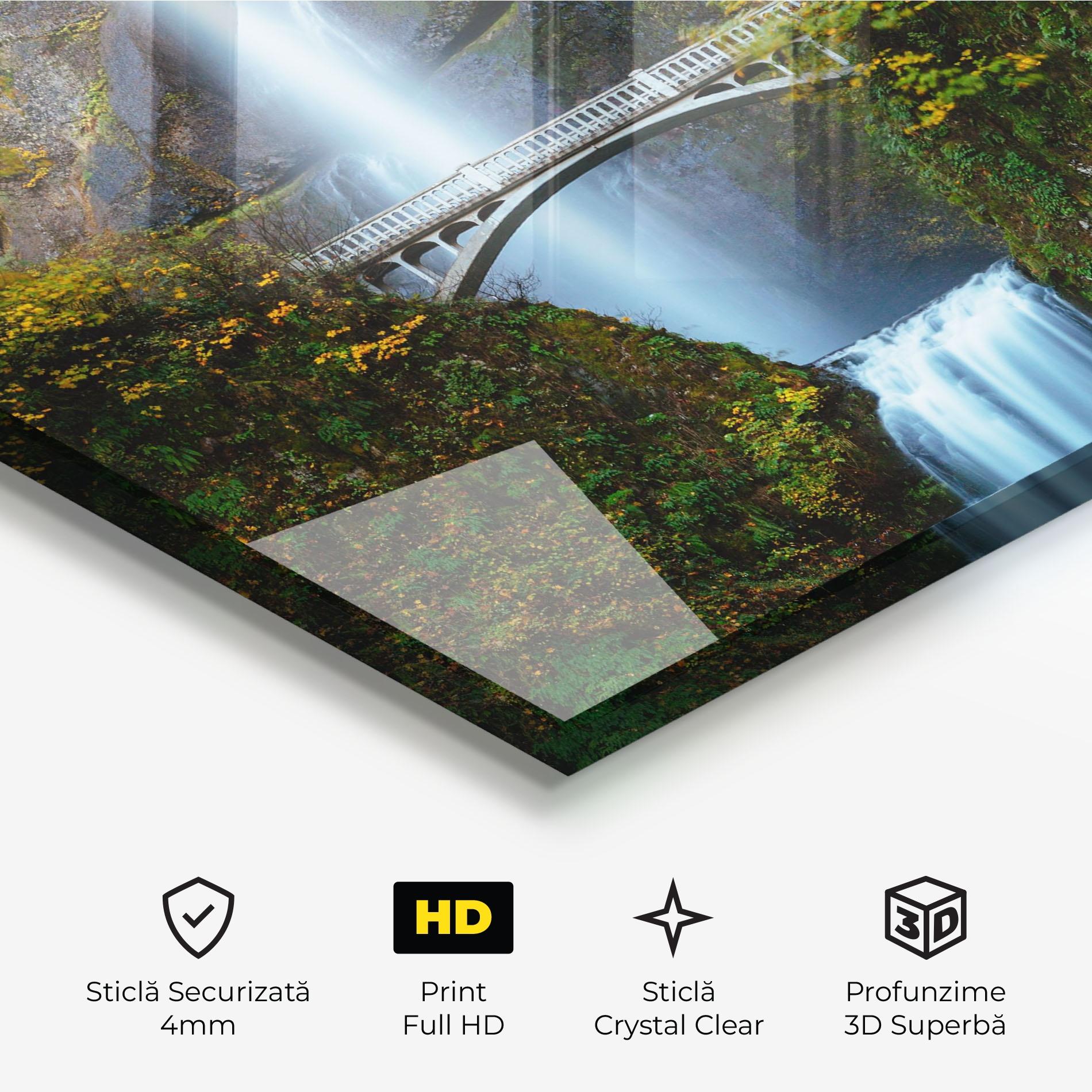 Tablou Sticla Yellow Leaves Bridge mockup 3