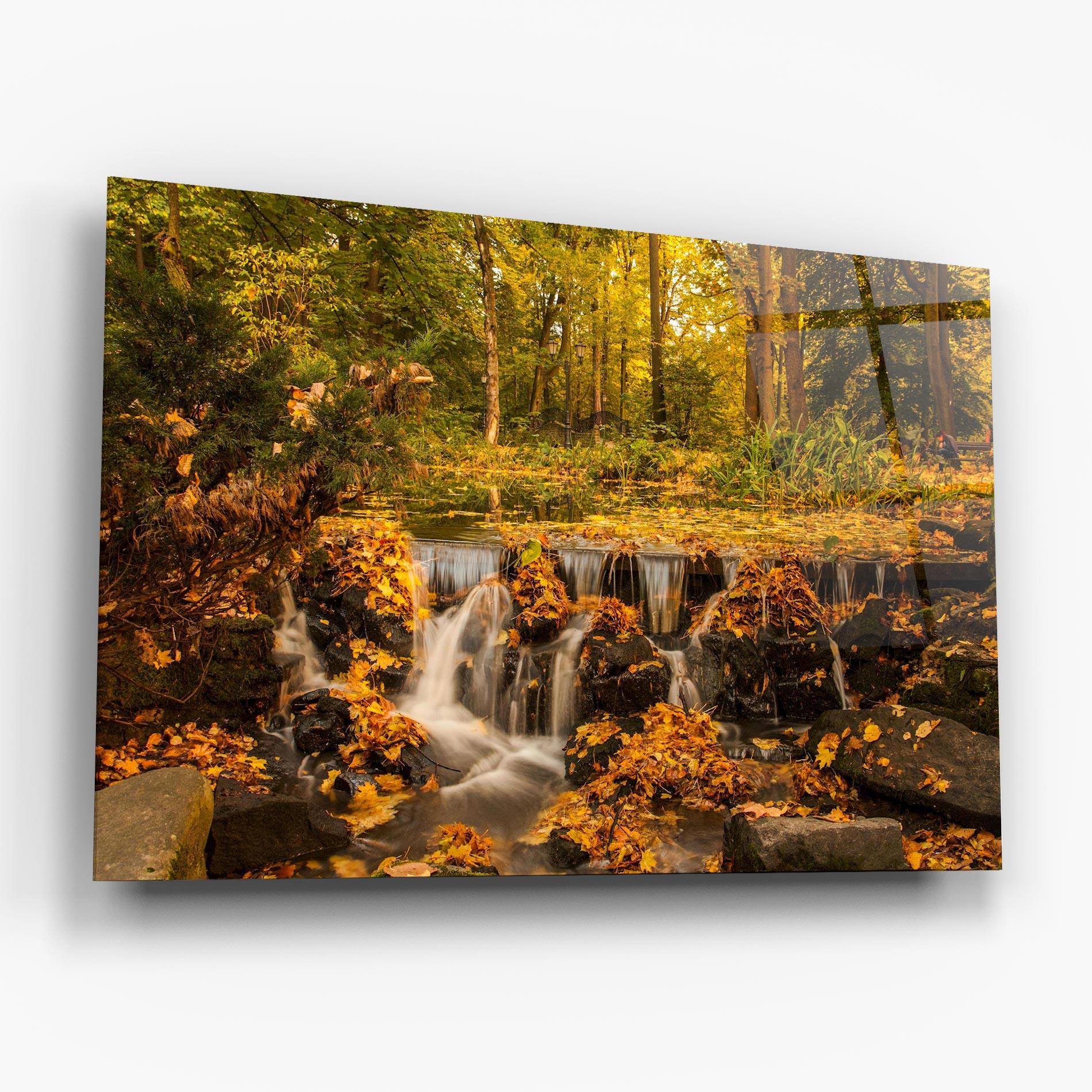 Tablou Sticla Autumn Pretty Waterfall mockup 6