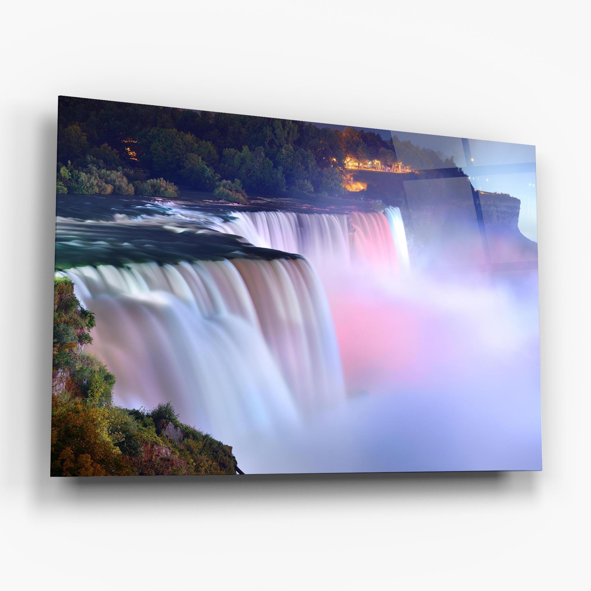 Tablou Sticla Dreamy Purple Waterfall mockup 6