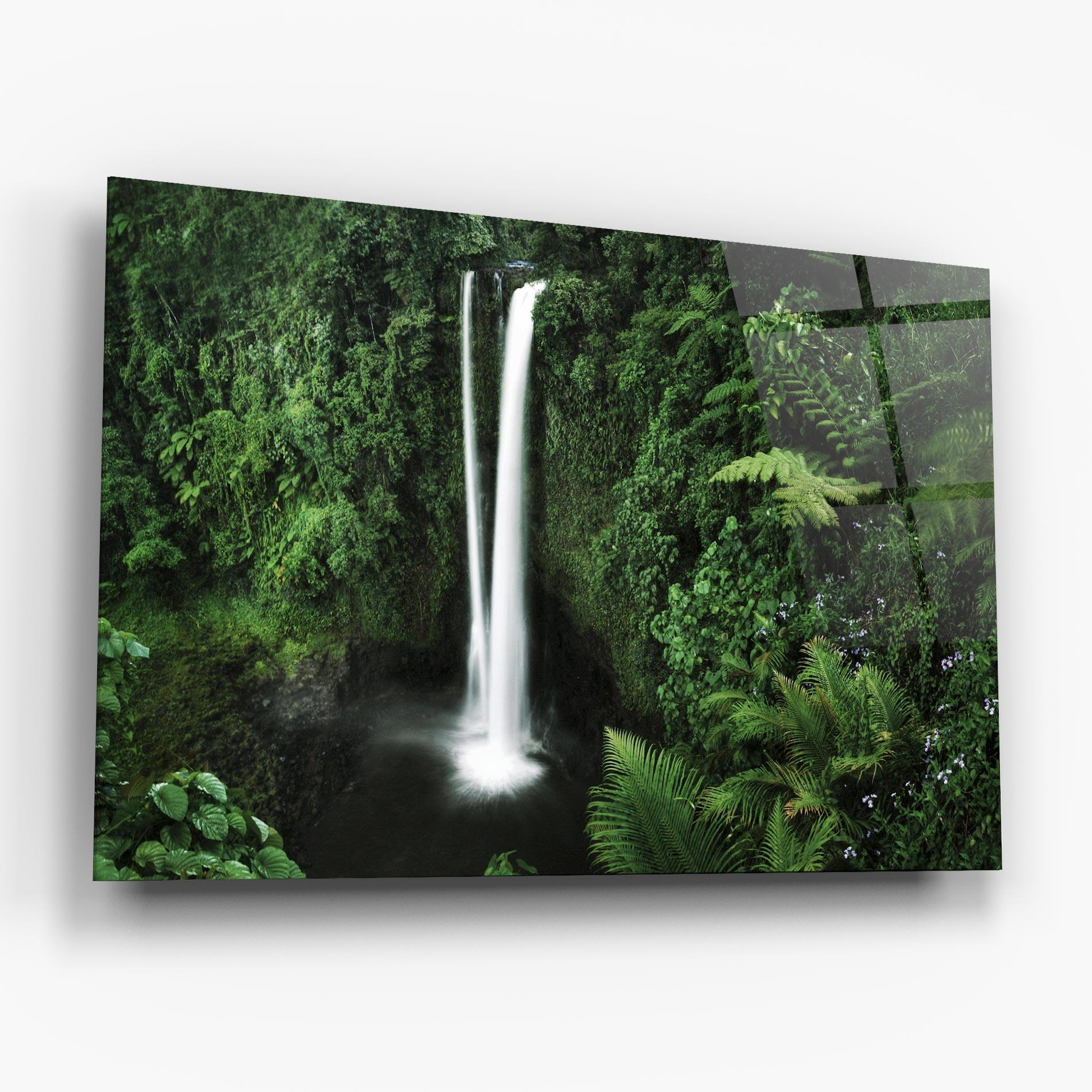 Tablou Sticla Green Nature Waterfall mockup 6