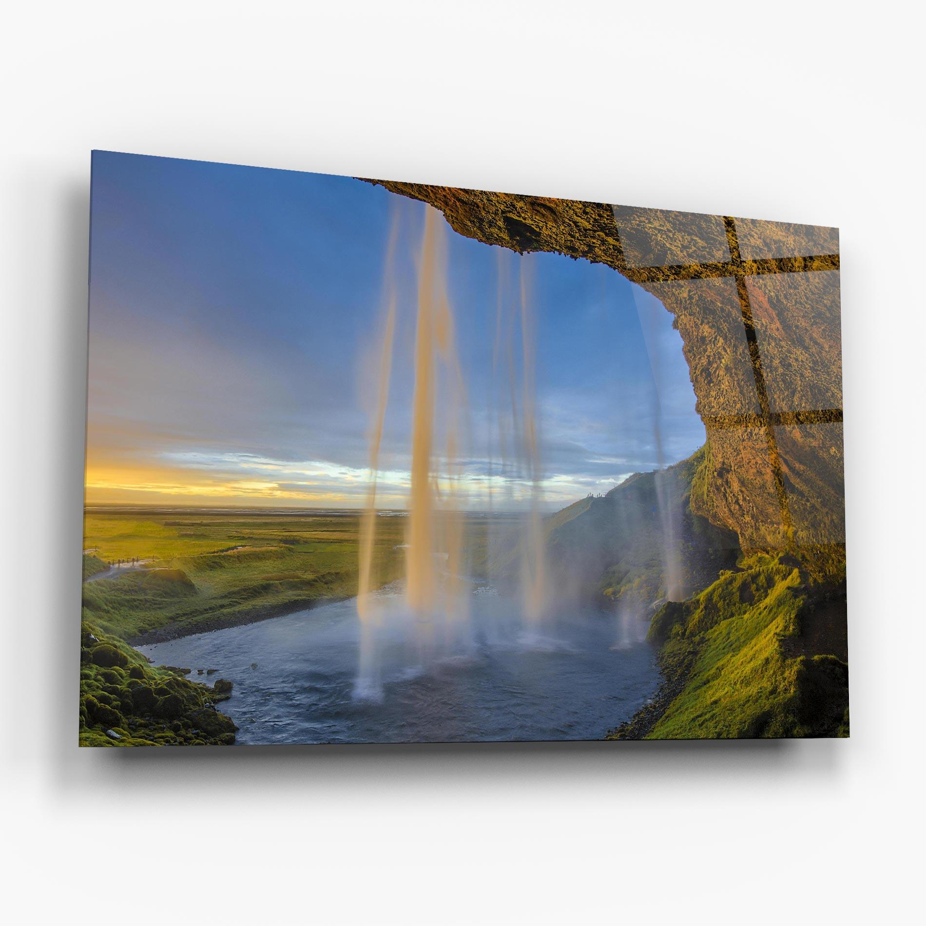 Tablou Sticla Orange Waterfall mockup 6
