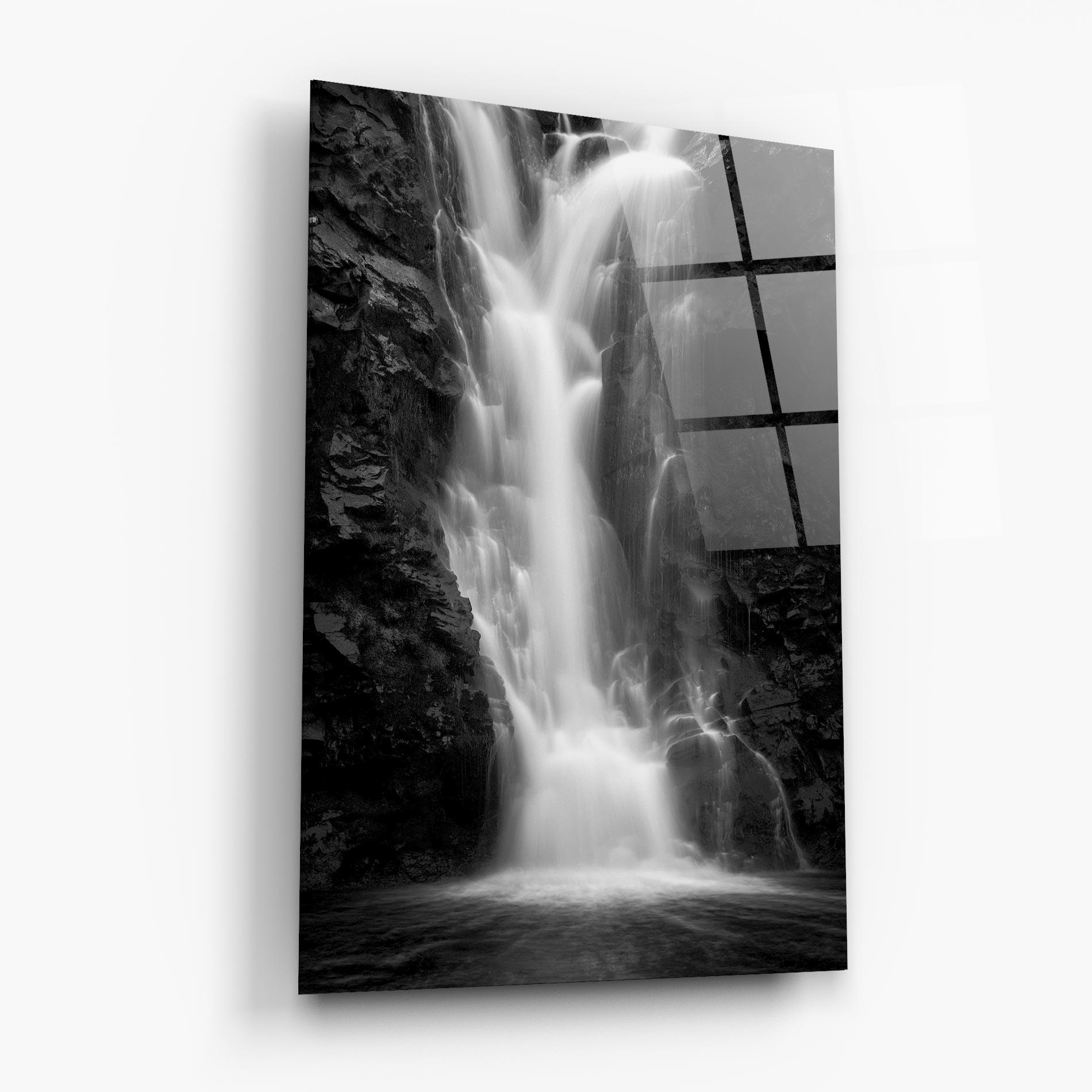 Tablou Sticla Black Rock Waterfall View mockup 6