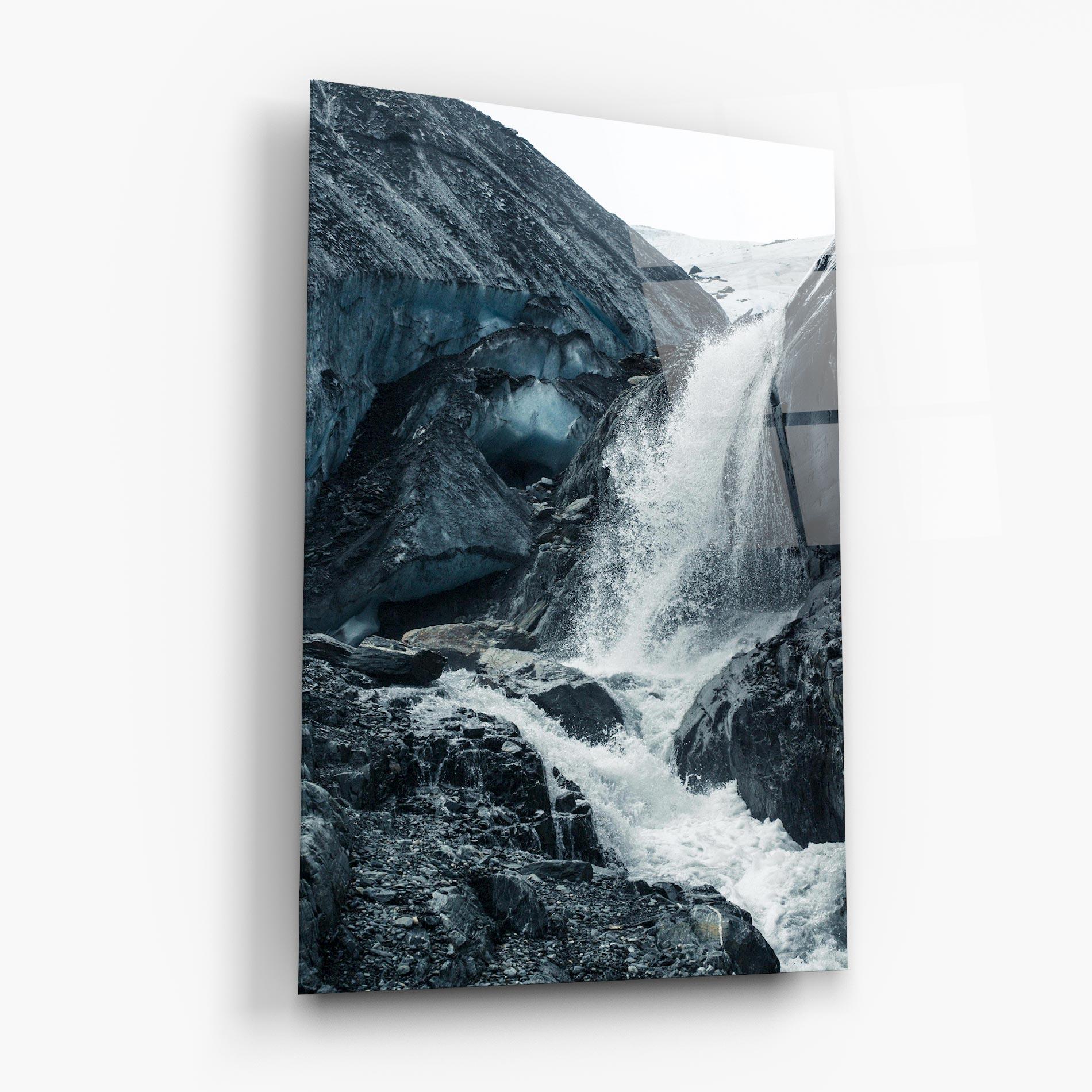 Tablou Sticla Blue Rocks Waterfall mockup 6