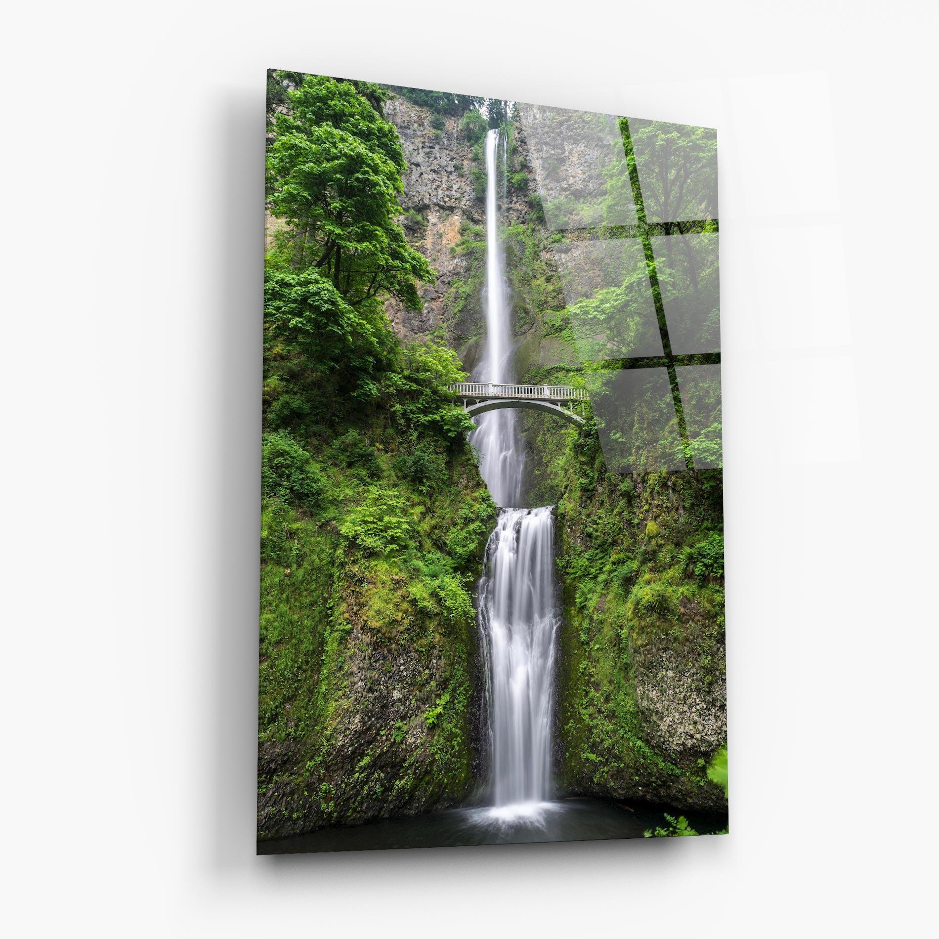 Tablou Sticla Green Leaves Bridge View mockup 6