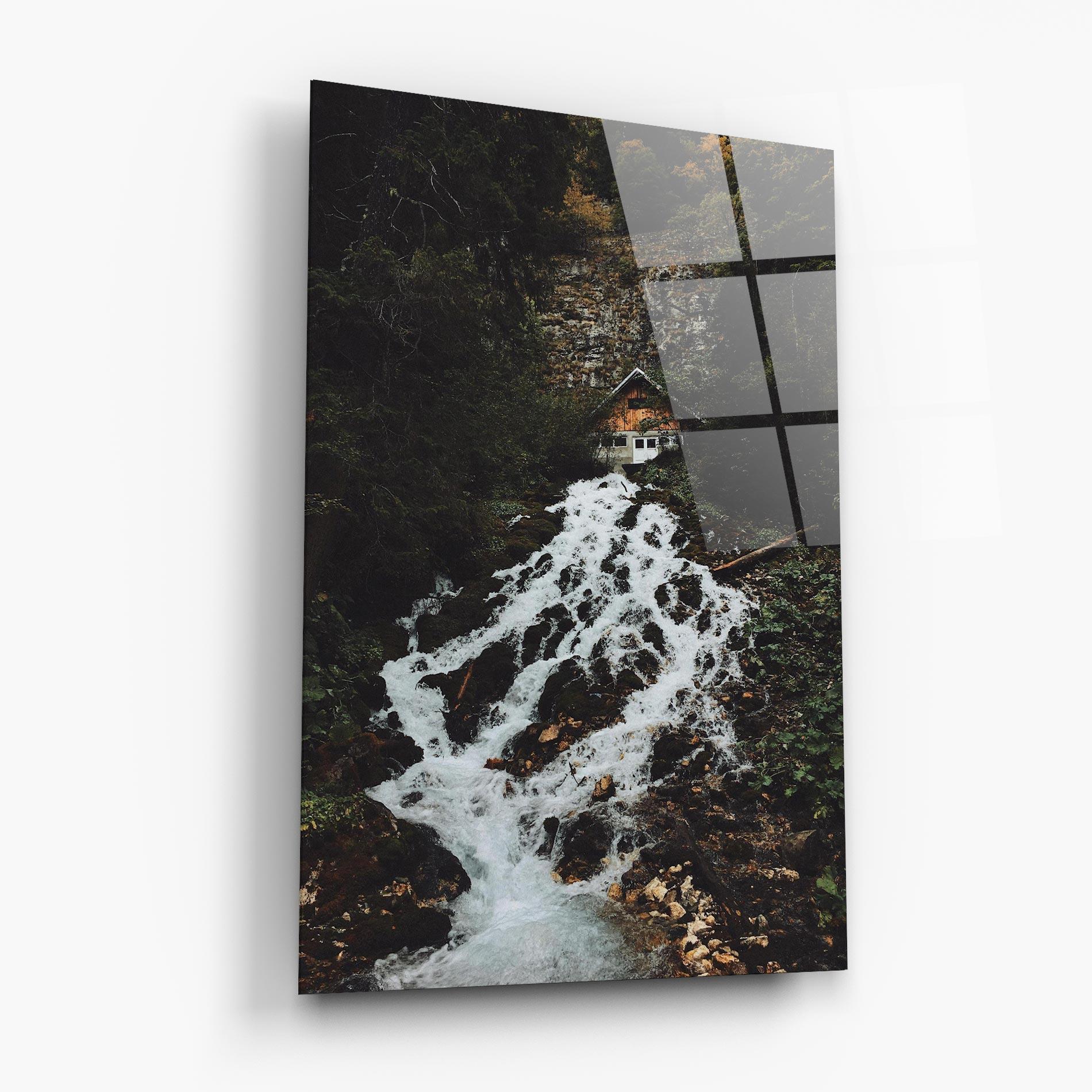 Tablou Sticla Waterfall From Home mockup 6