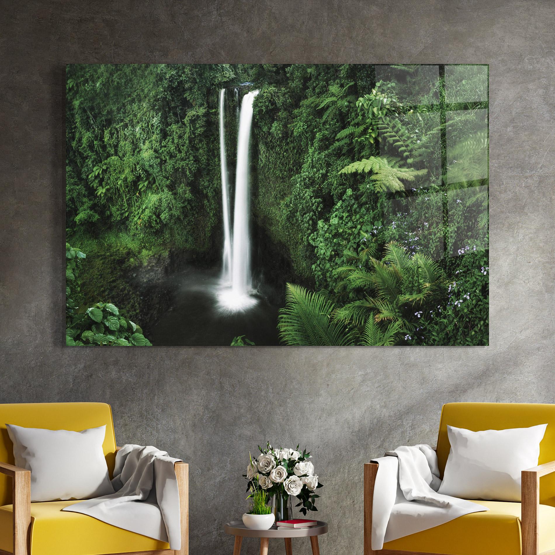 Tablou Sticla Green Nature Waterfall mockup 4