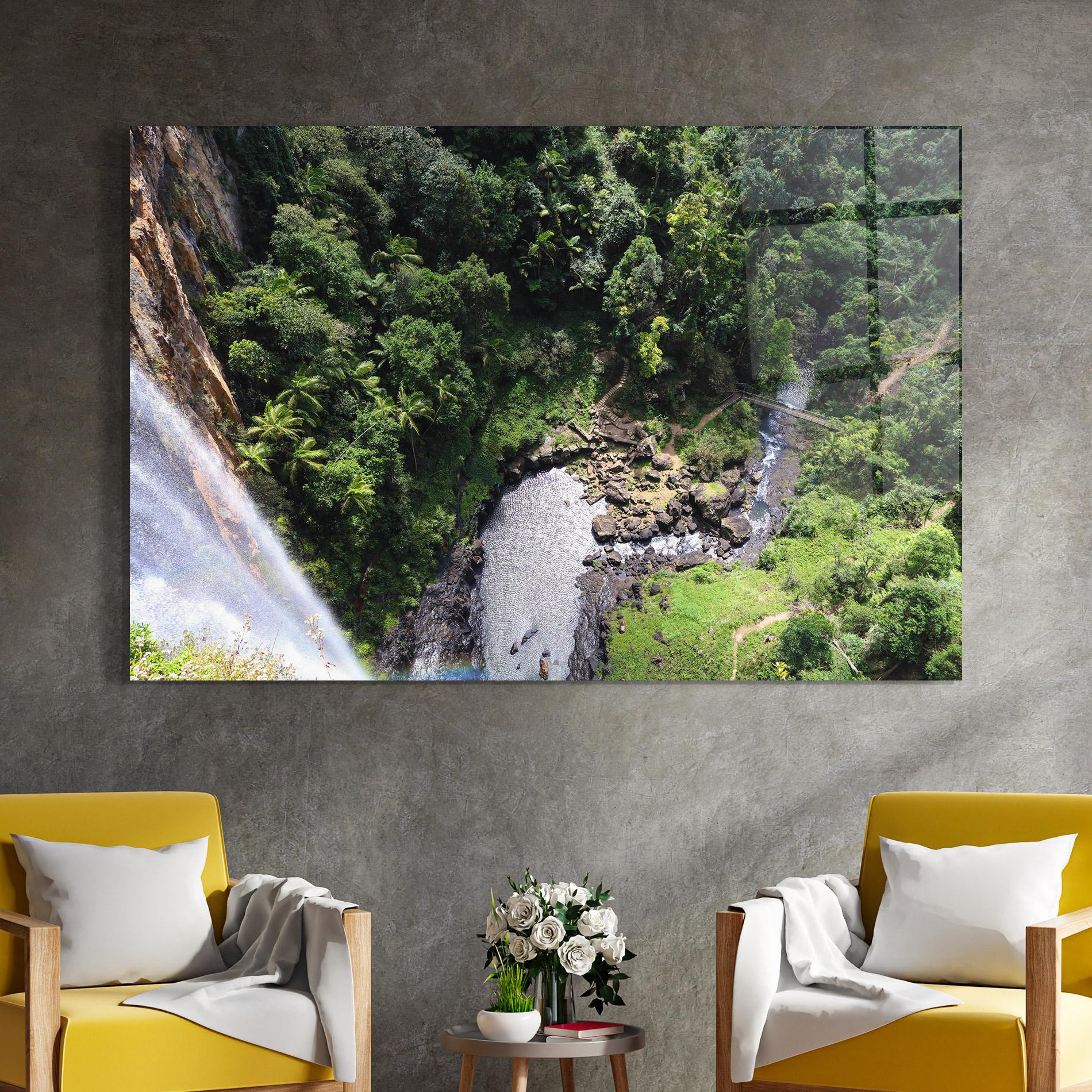 Tablou Sticla Top Waterfall View mockup 4