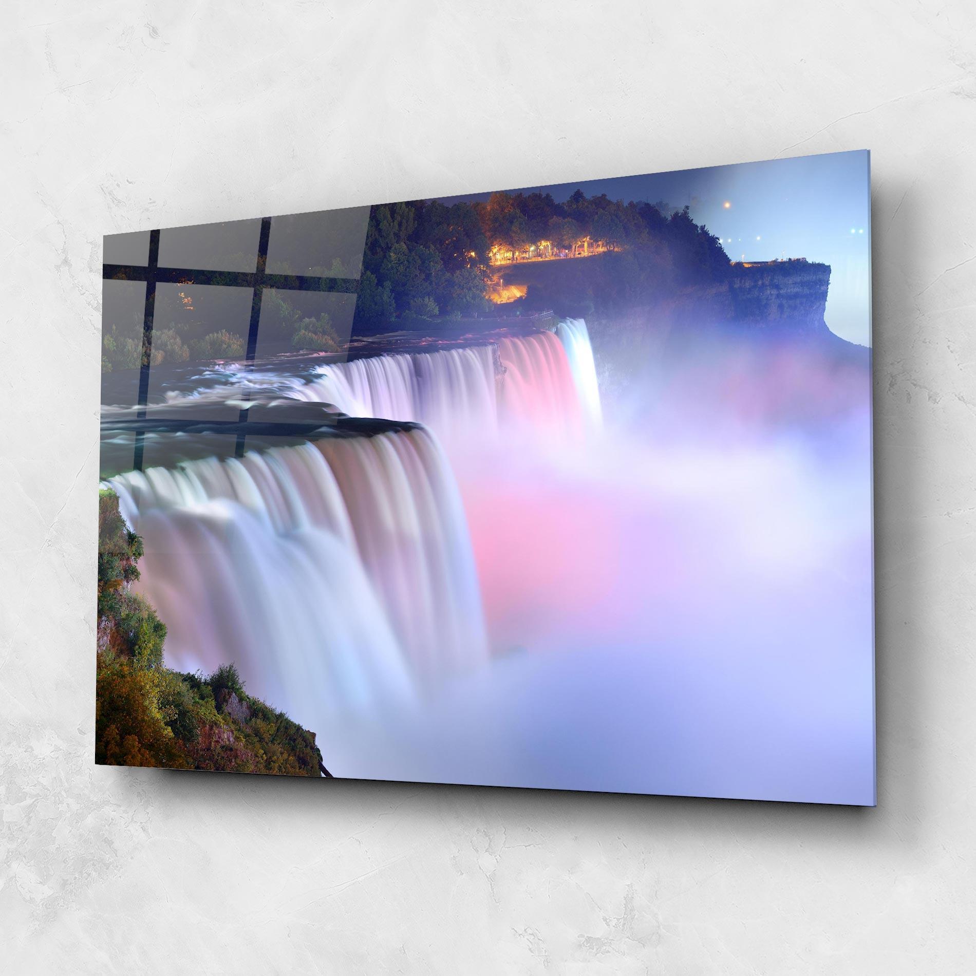 Tablou Sticla Dreamy Purple Waterfall mockup 1