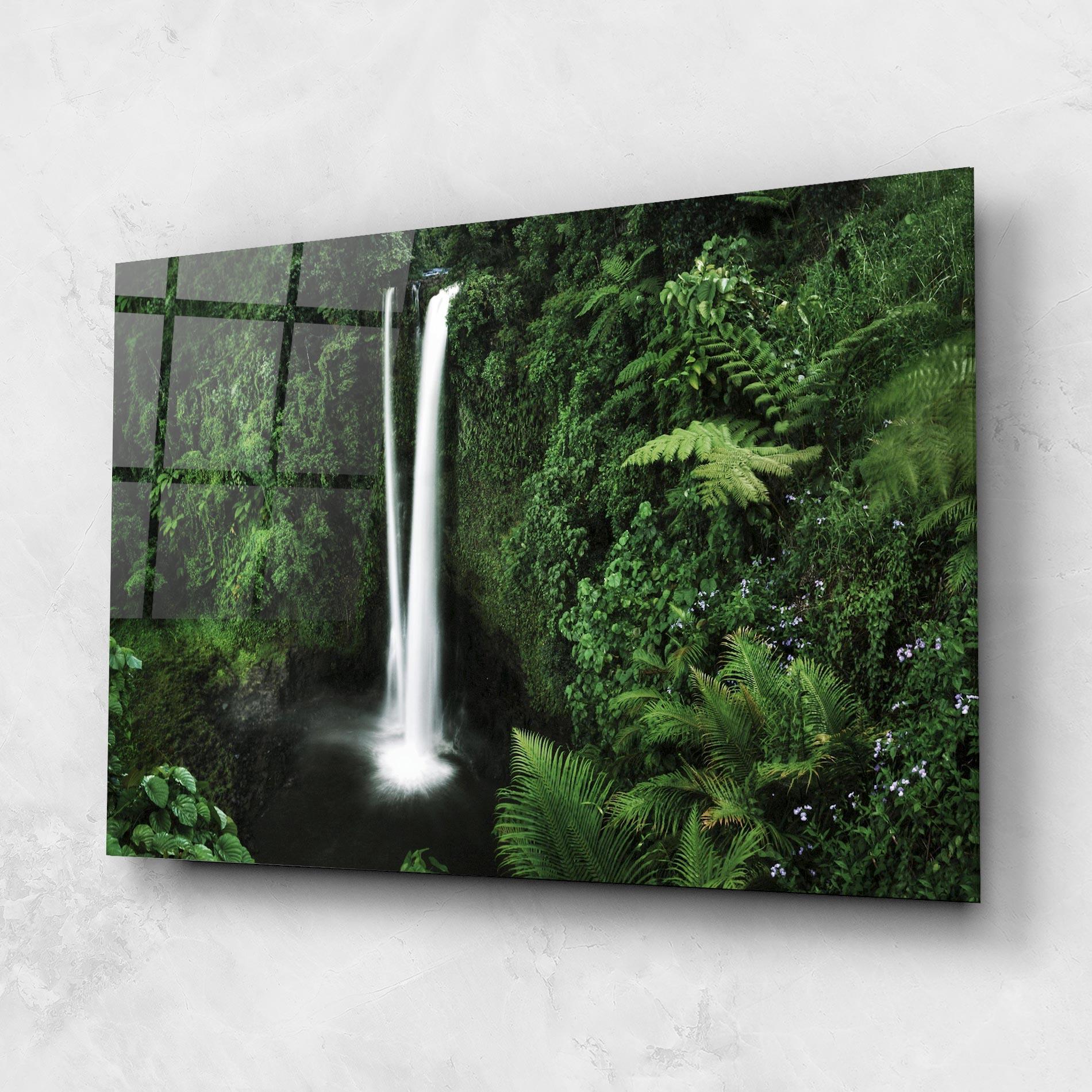 Tablou Sticla Green Nature Waterfall mockup 1