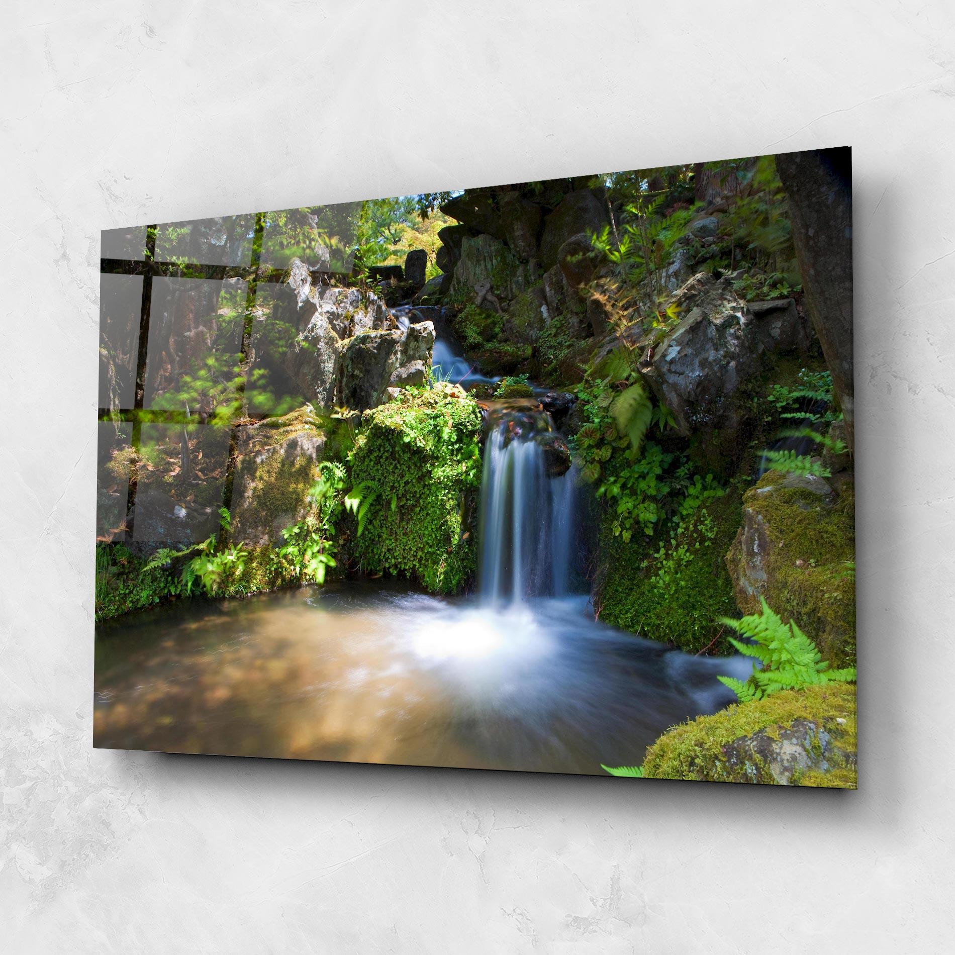 Tablou Sticla Jungle View Waterfall mockup 1