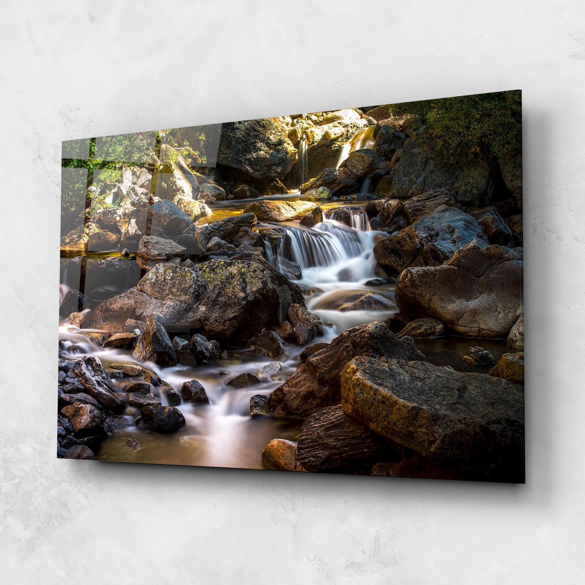 Tablou Sticla Nature Rocks Waterfall mockup 1