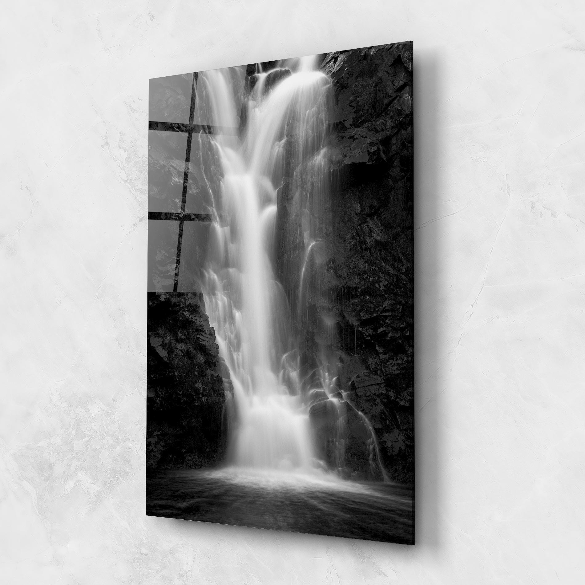 Tablou Sticla Black Rock Waterfall View mockup 1