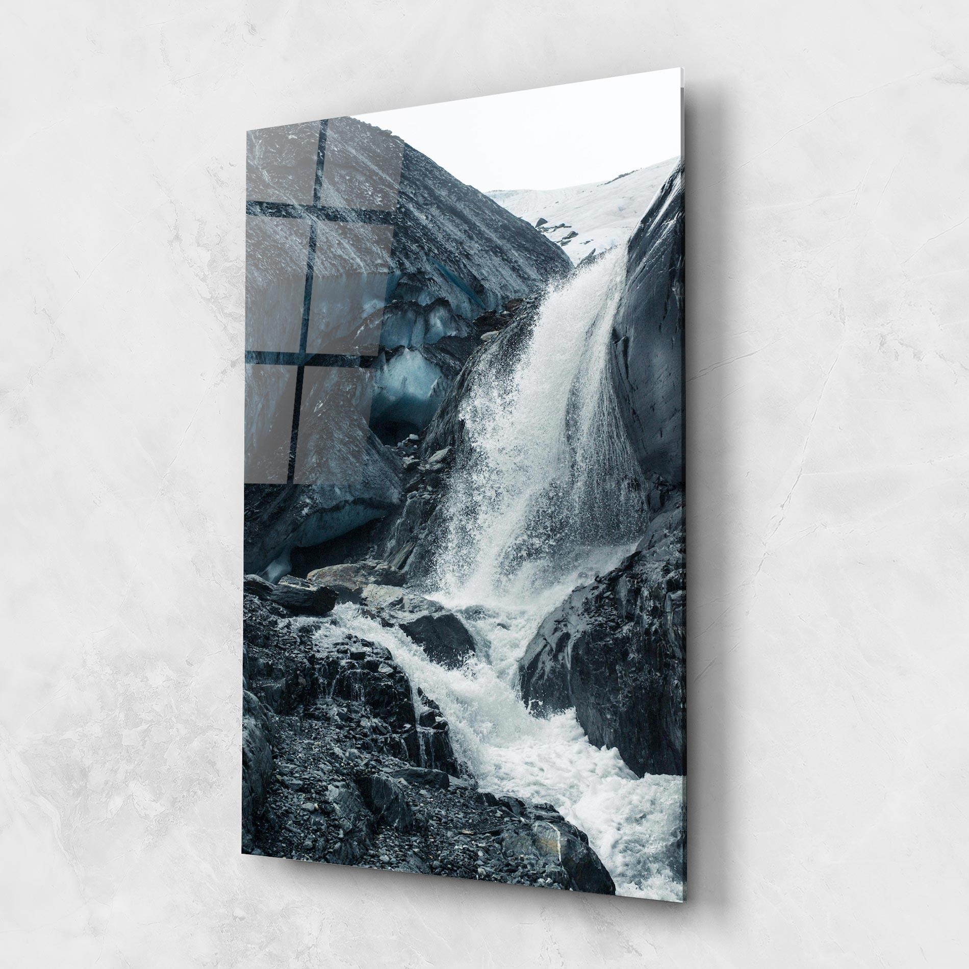 Tablou Sticla Blue Rocks Waterfall mockup 1