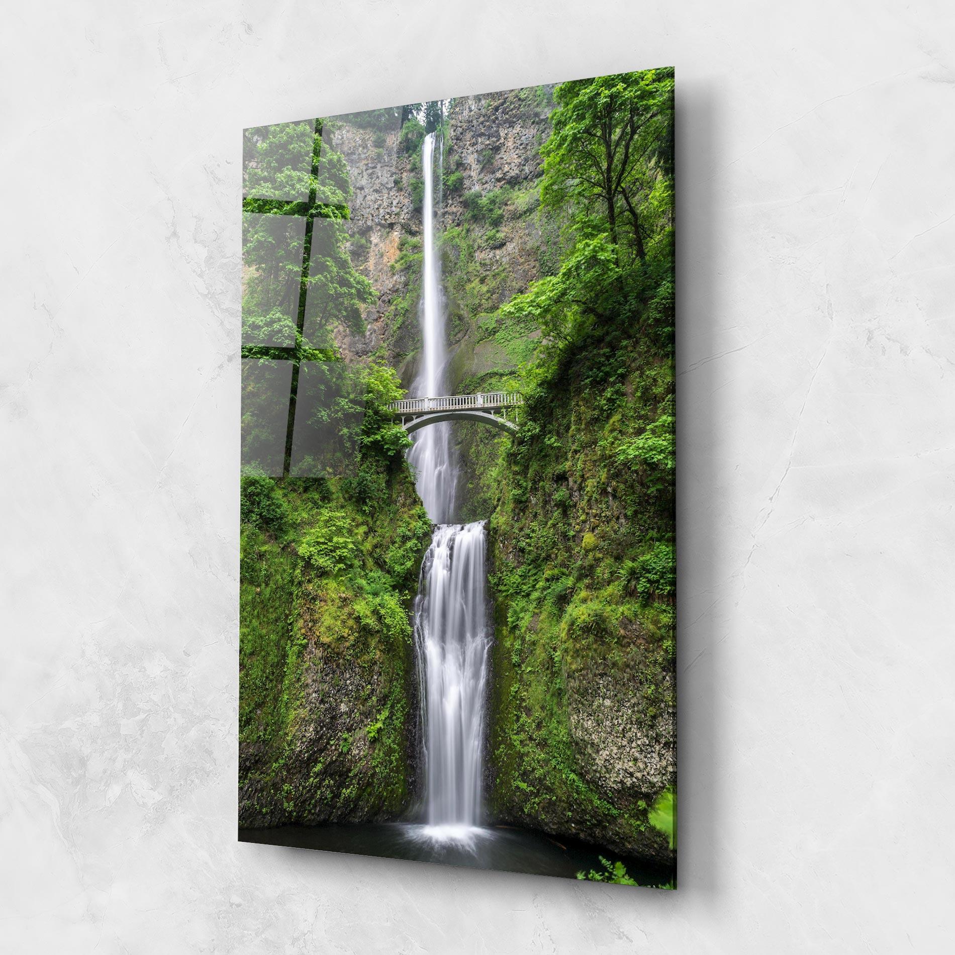 Tablou Sticla Green Leaves Bridge View mockup 1