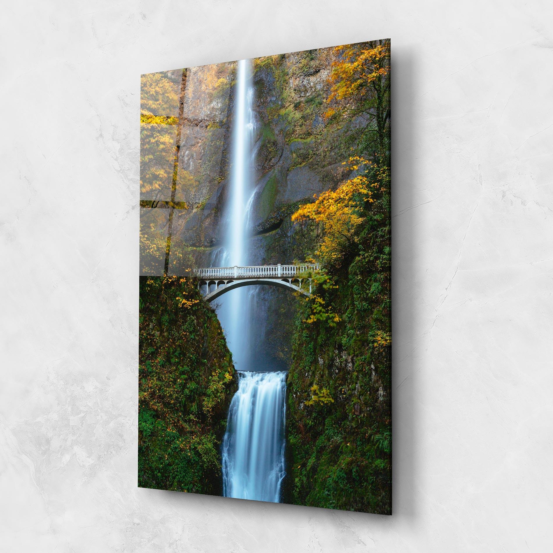 Tablou Sticla Yellow Leaves Bridge mockup 1