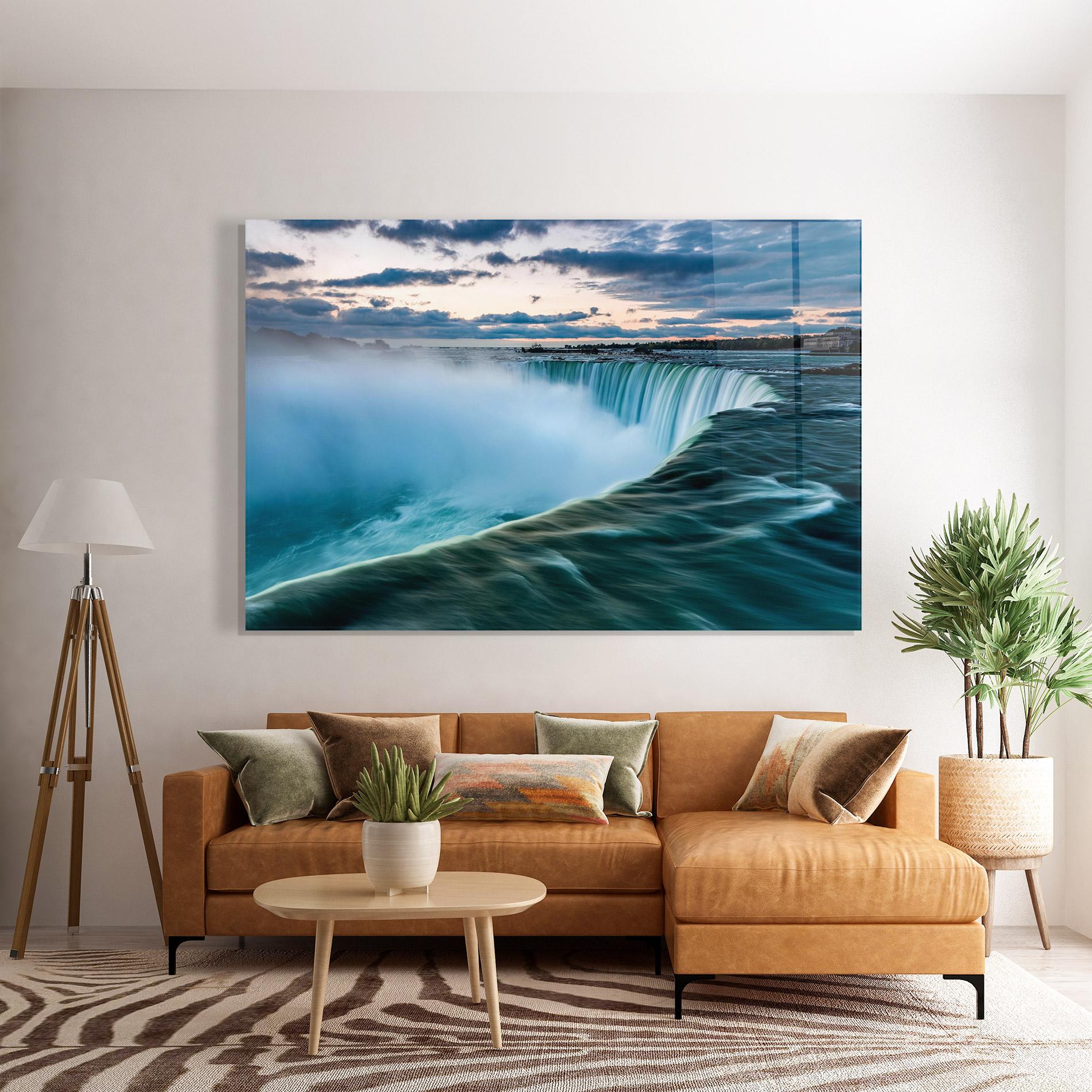 Tablou Sticla Dreamy Blue Waterfall mockup 7