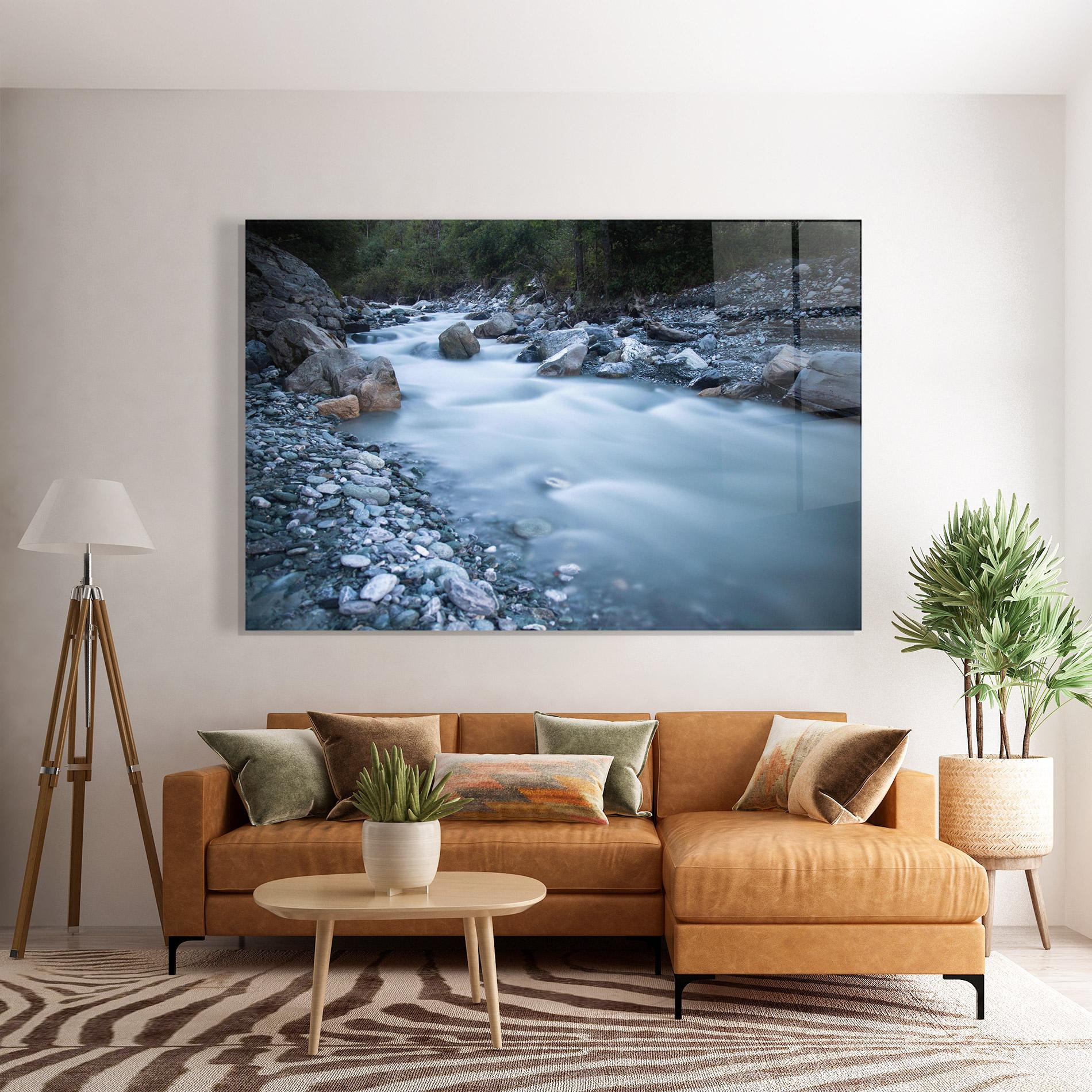 Tablou Sticla Grey Water Falling mockup 7