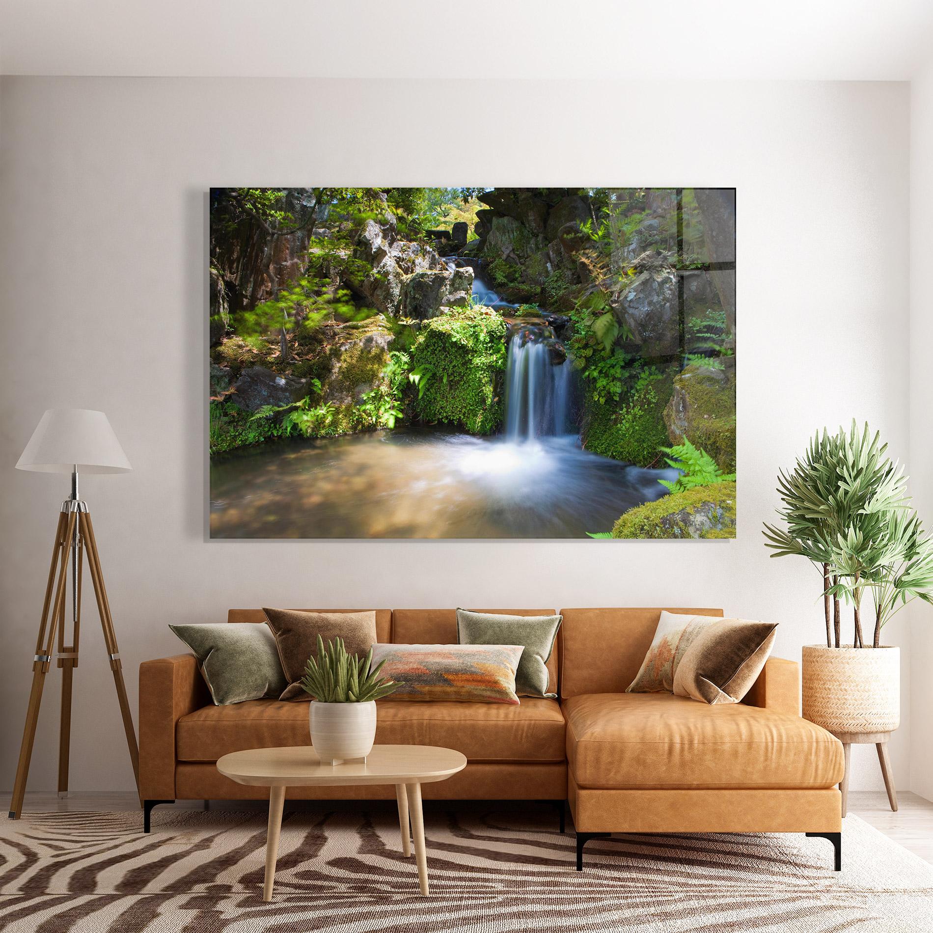 Tablou Sticla Jungle View Waterfall mockup 7