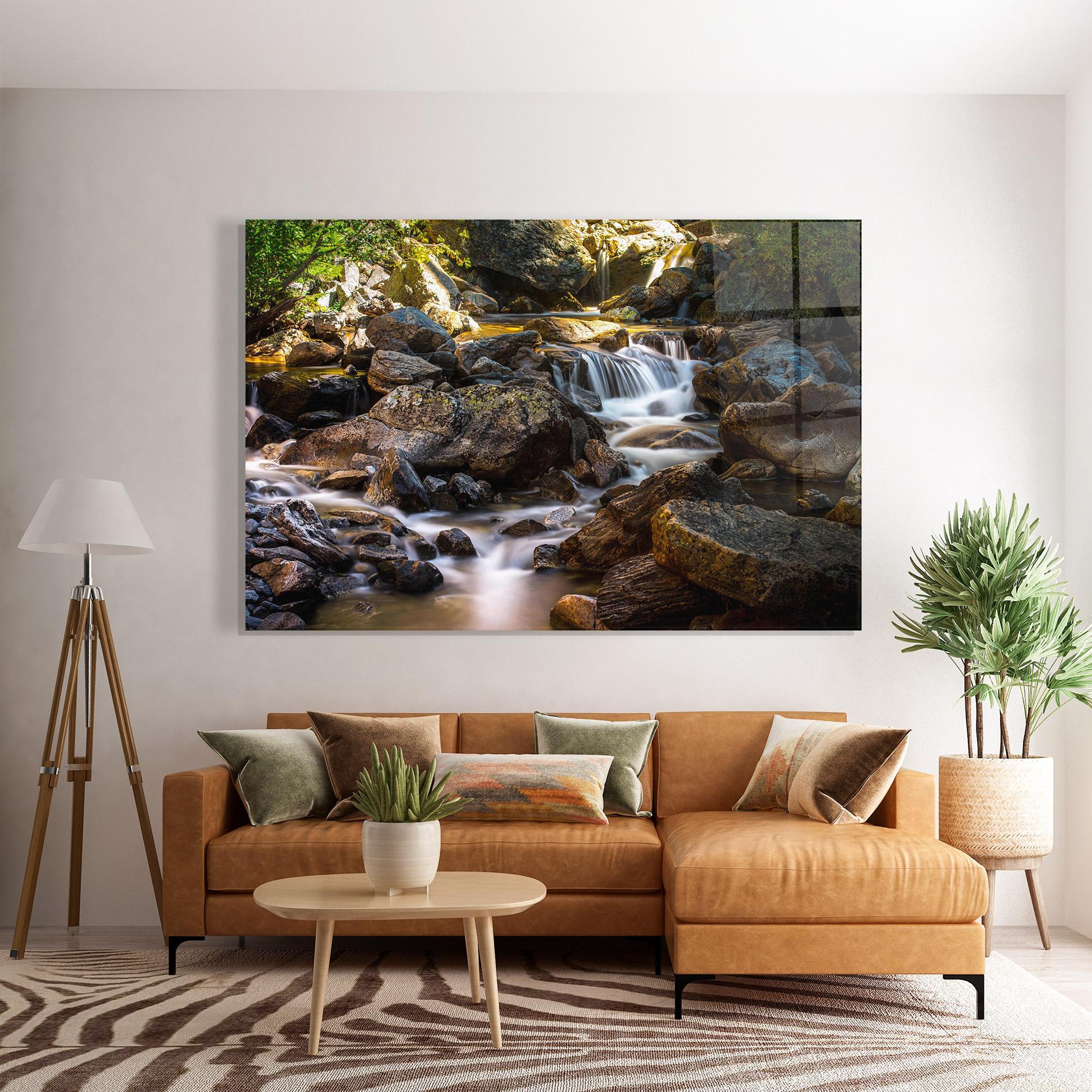 Tablou Sticla Nature Rocks Waterfall mockup 7