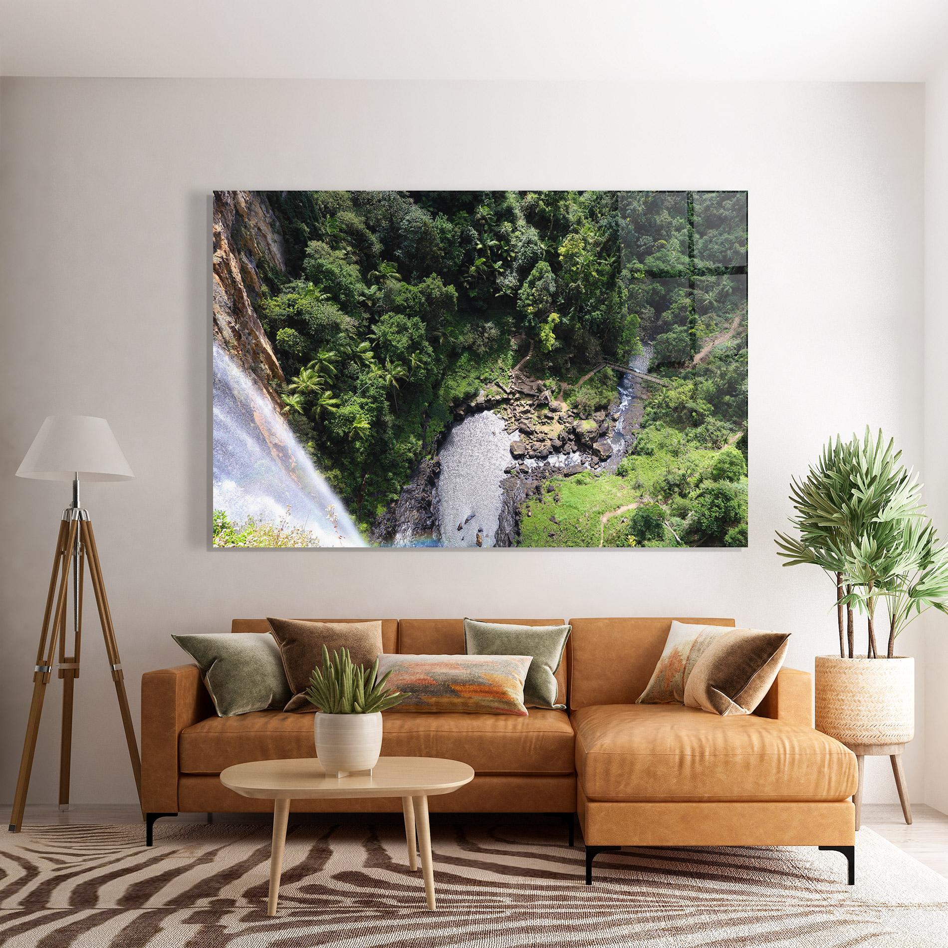 Tablou Sticla Top Waterfall View mockup 7