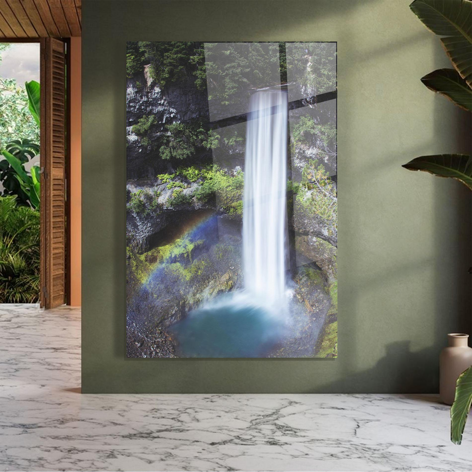 Tablou Sticla Pretty Rainbow Waterfall mockup 7
