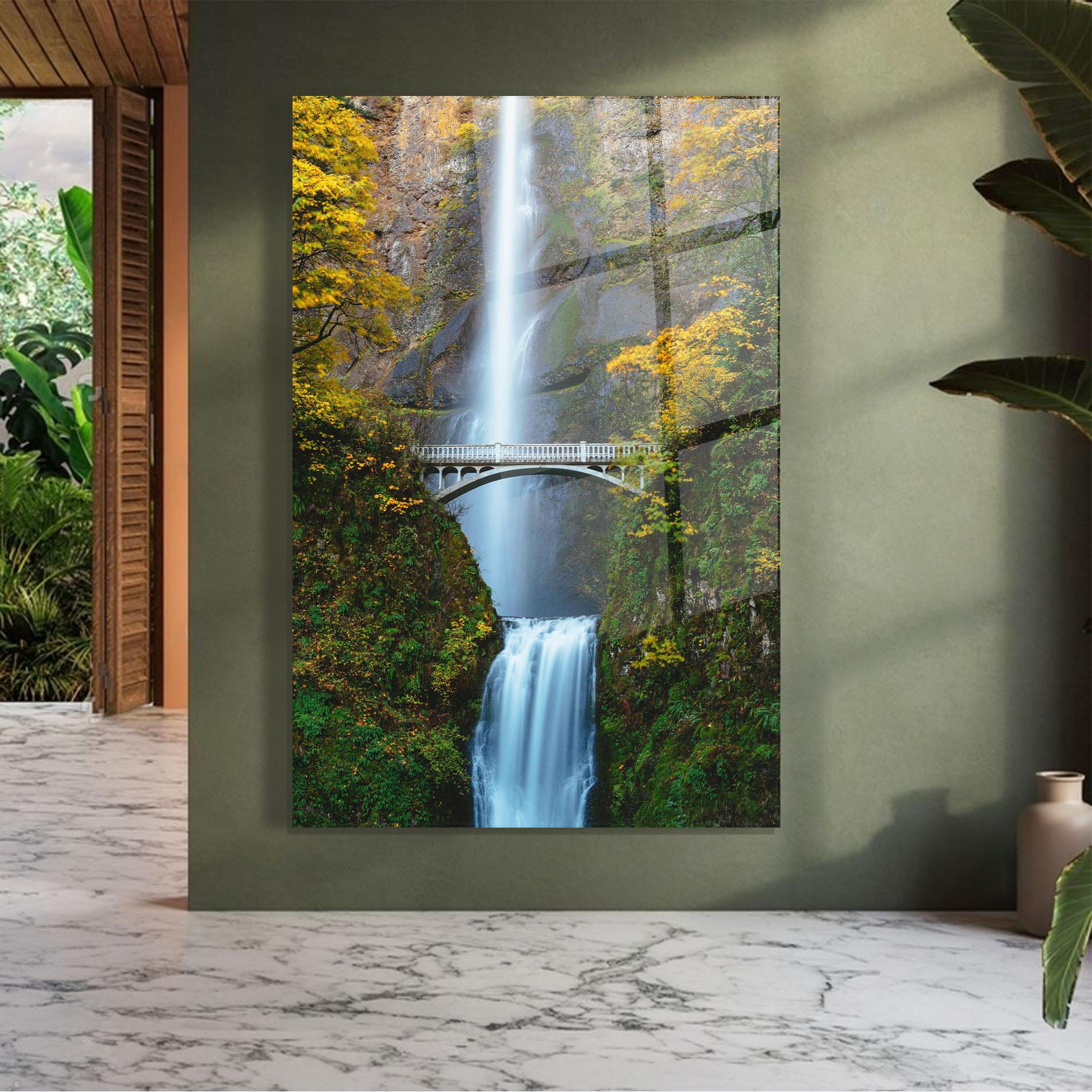 Tablou Sticla Yellow Leaves Bridge mockup 7