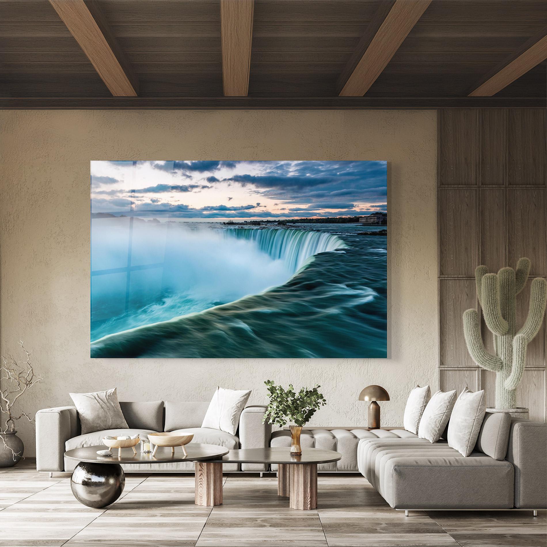 Tablou Sticla Dreamy Blue Waterfall mockup 8