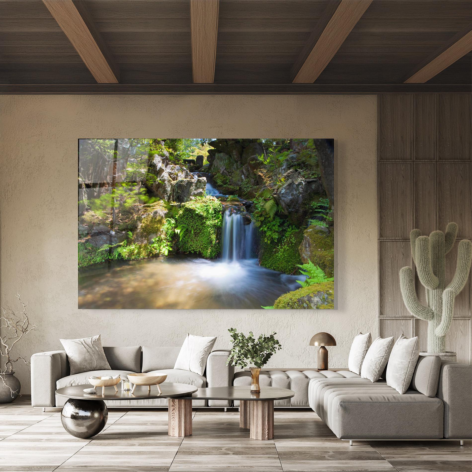 Tablou Sticla Jungle View Waterfall mockup 8
